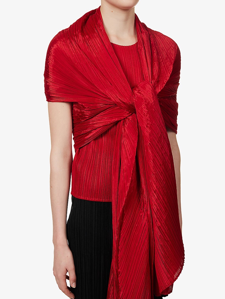 Basic pleated knitted scarf - 5