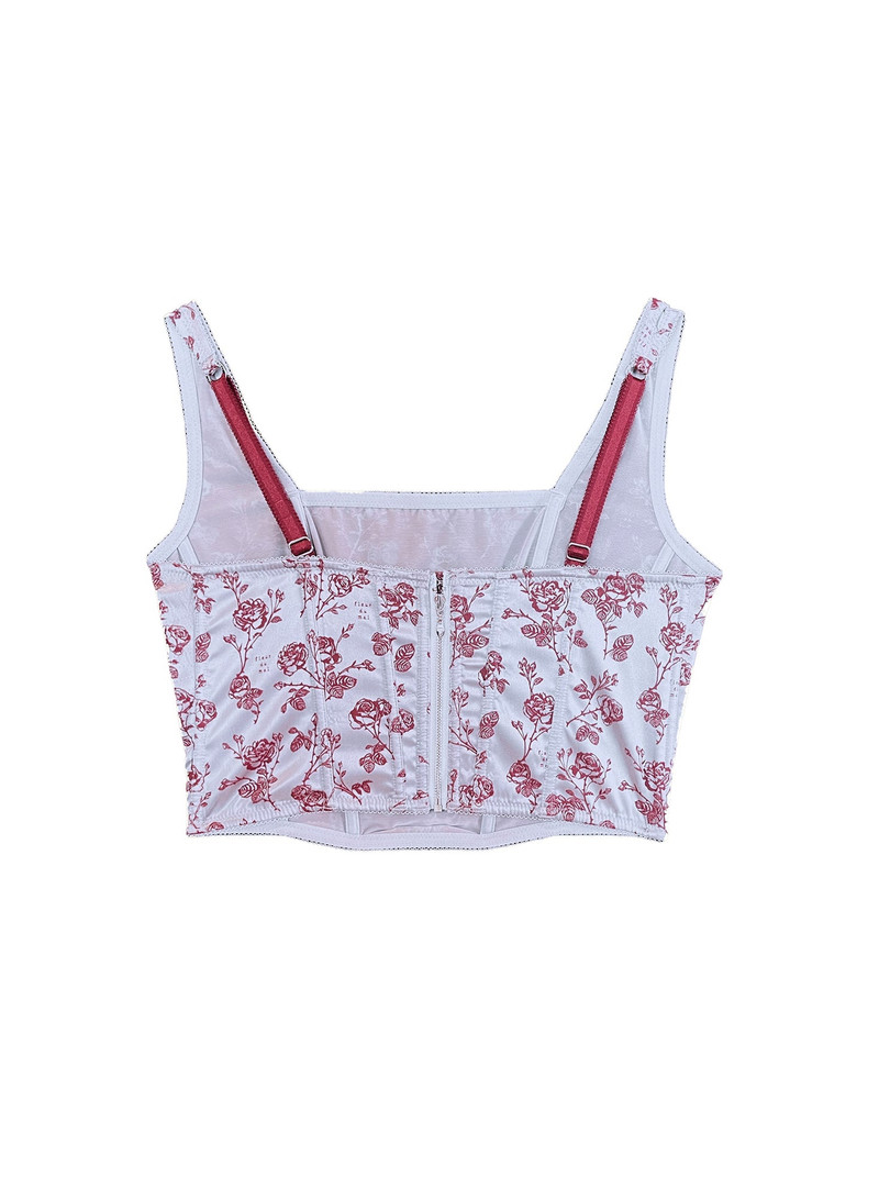 Fleur du Mal Rose Jacquard Corset Top outlook