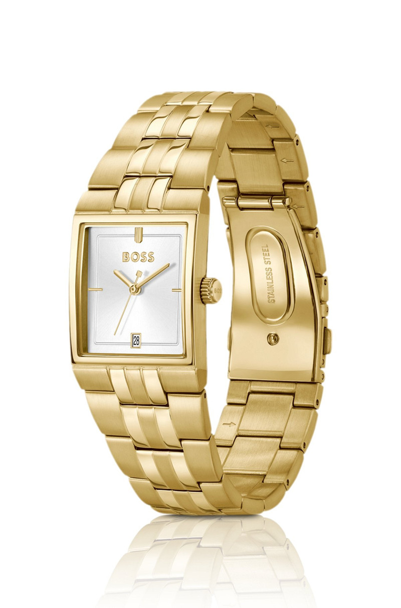 BOSS STRIVO GOLD-TONE WATCH WITH STRIPE DETAIL outlook