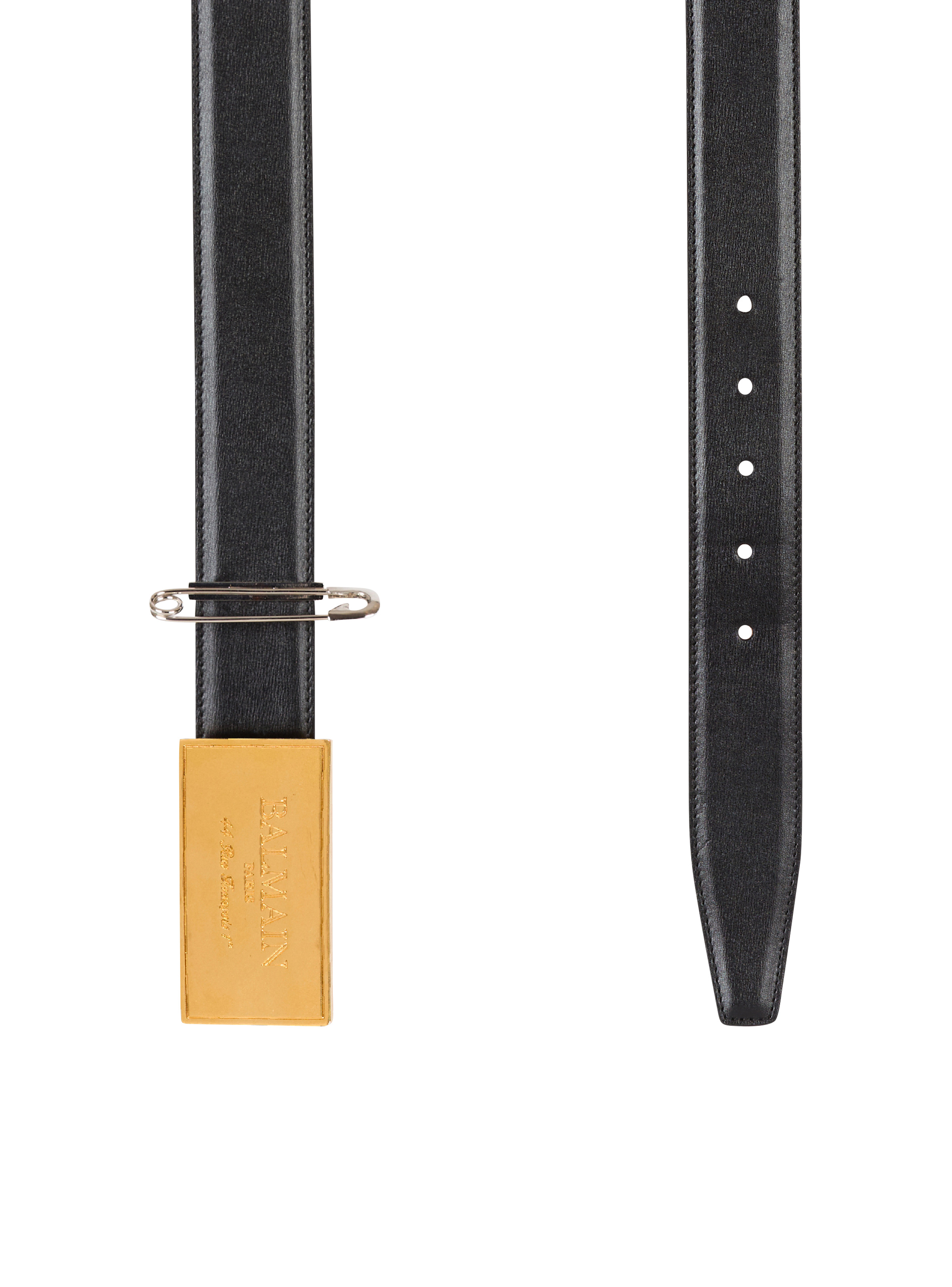 Leather belt with safety pin - 4