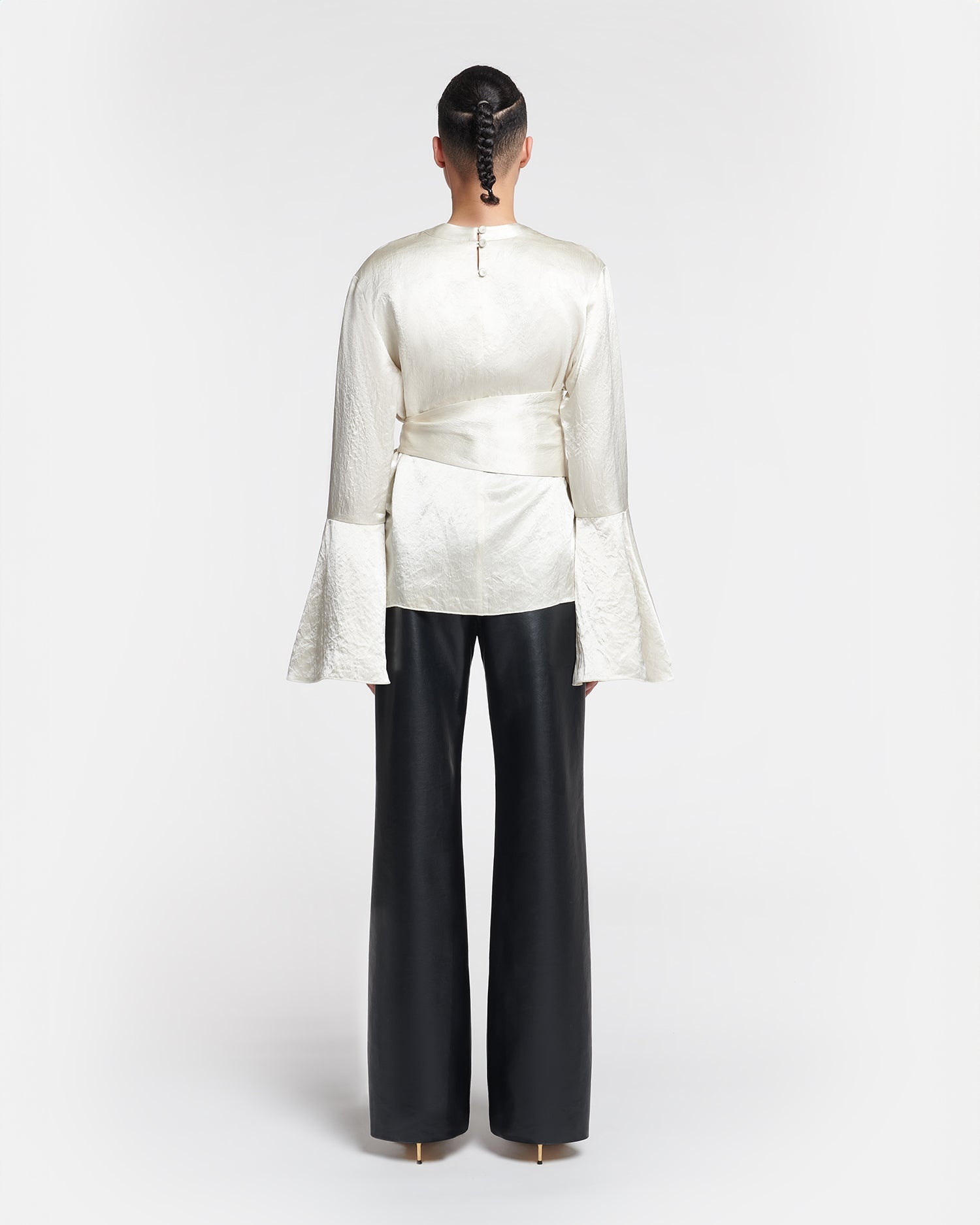 Belted Crinkled-Satin Top - 5
