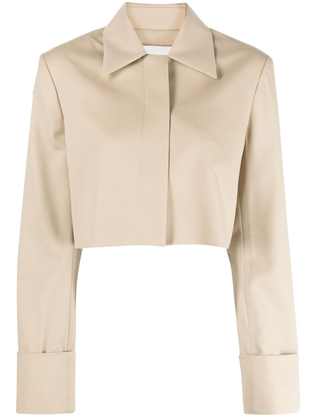 cropped wool shirt jacket - 1