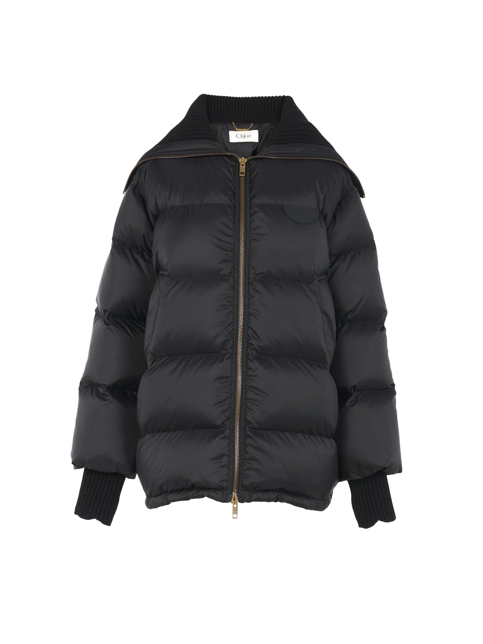 HIGH-NECK PUFFER JACKET IN SHINY NYLON - 1