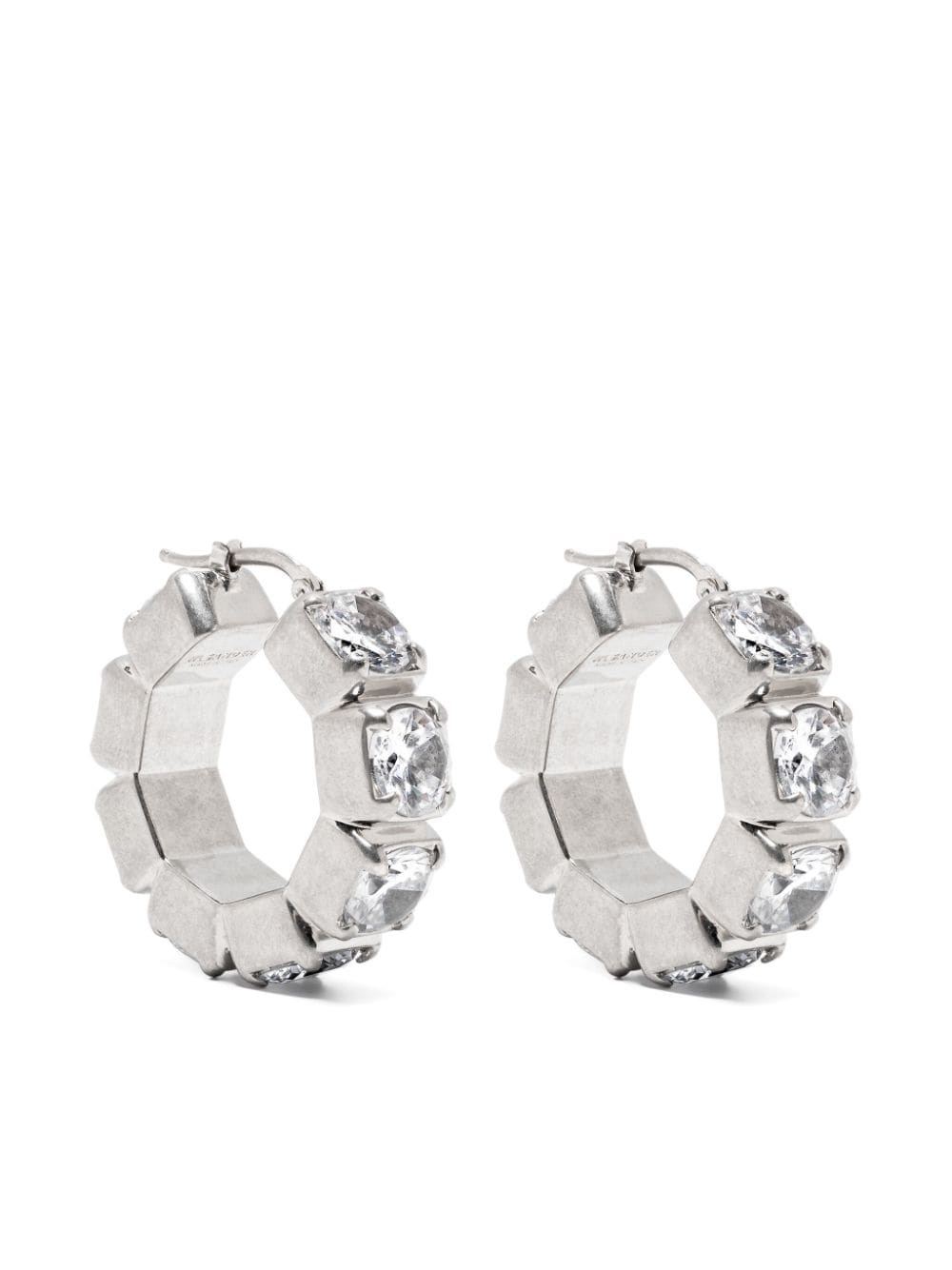 crystal-embellishment hoop earrings - 1