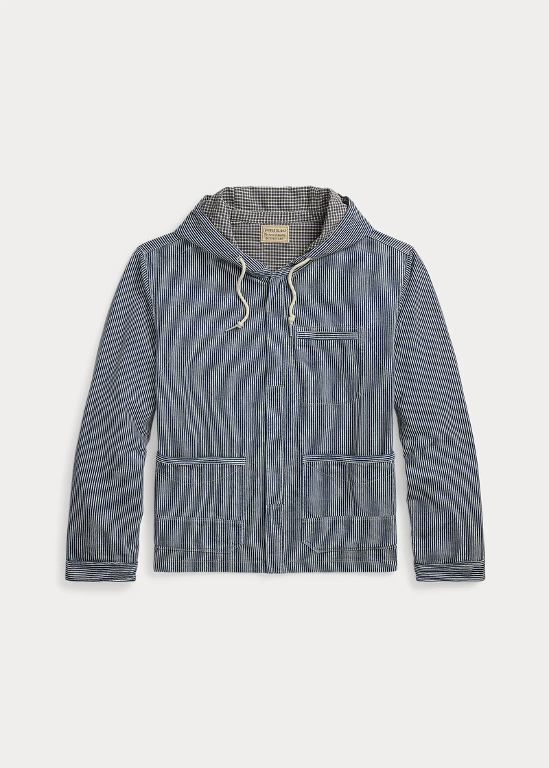 Indigo Striped Twill Hooded Jacket 1