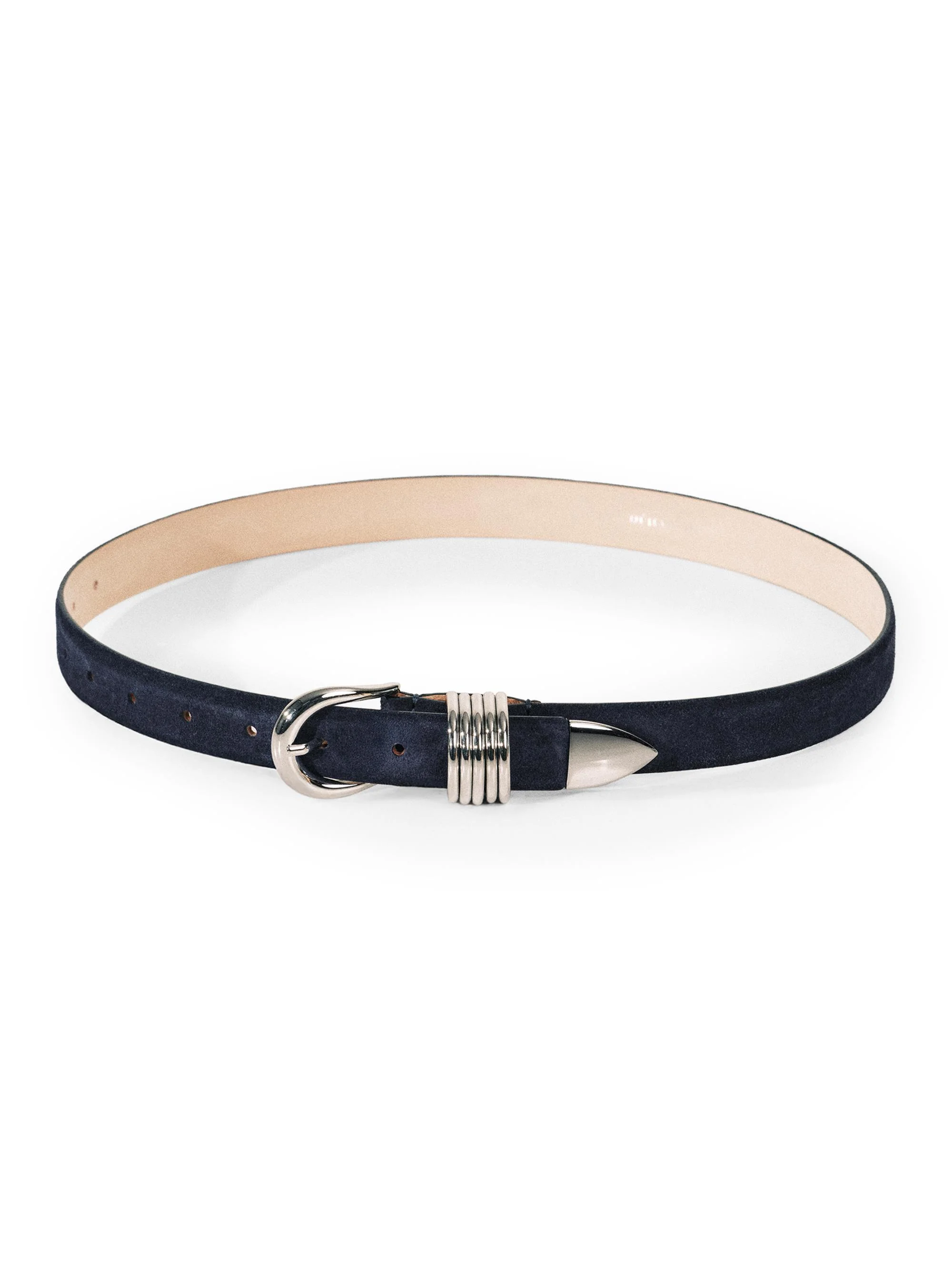 Women's Hollyhock Suede Belt - Navy And Silver - 1