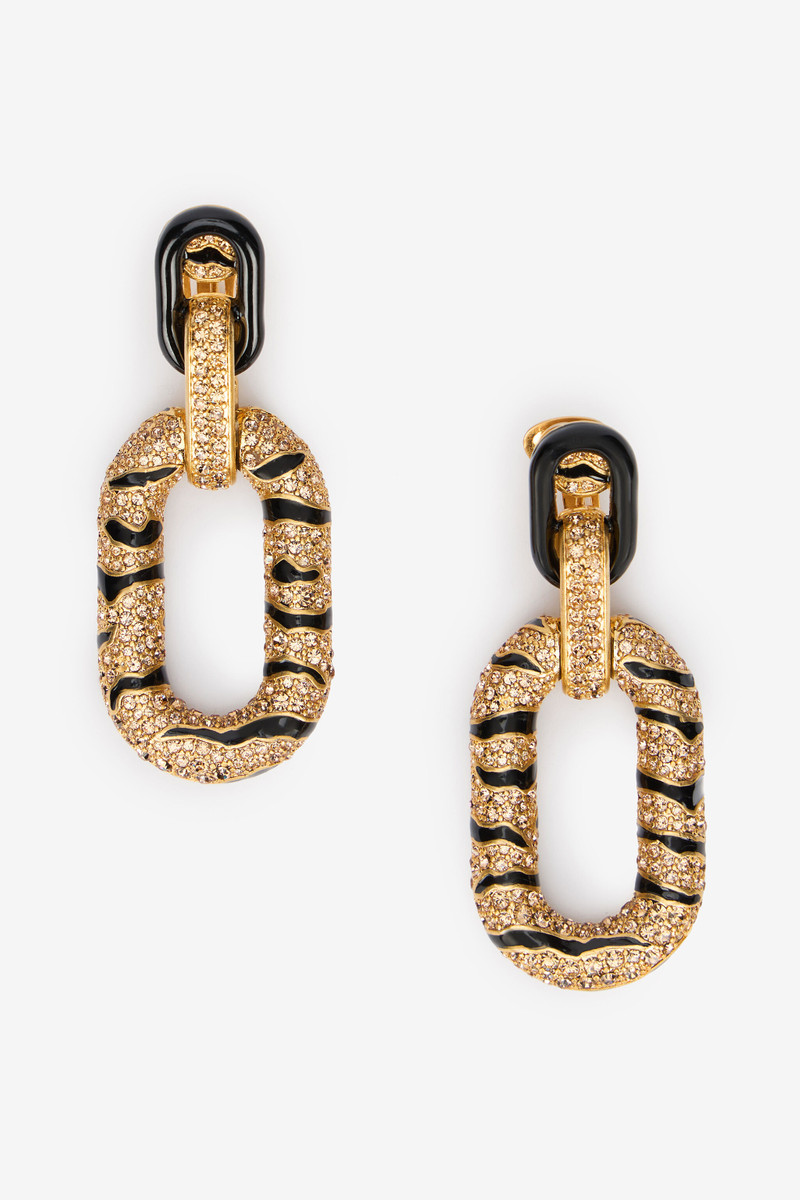 Golden Drop Earrings With Tiger Skin Pattern 1