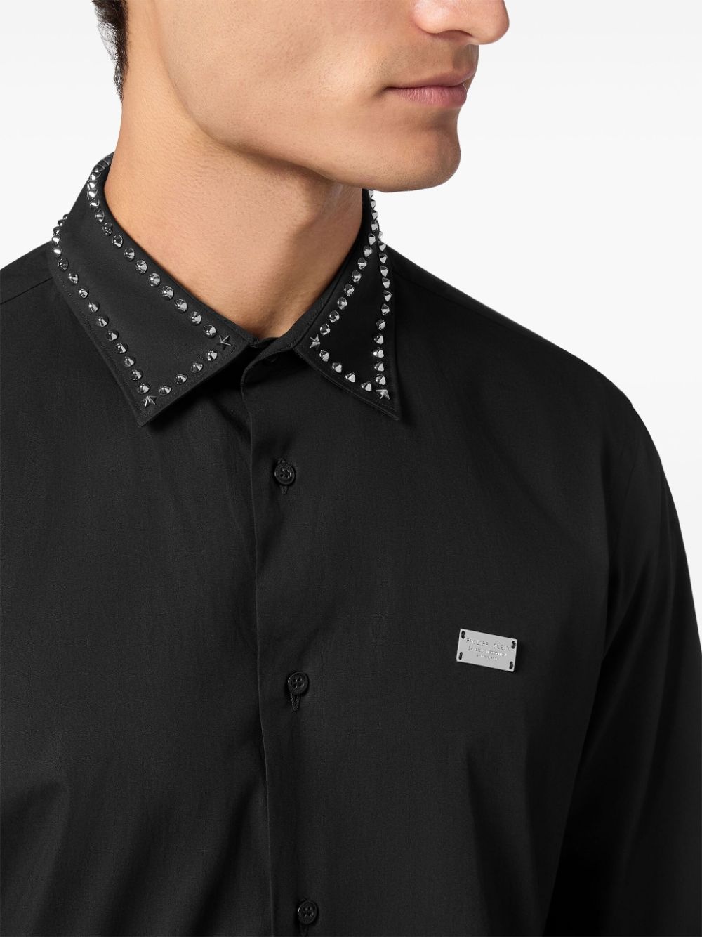 stud-embellished cotton shirt - 5