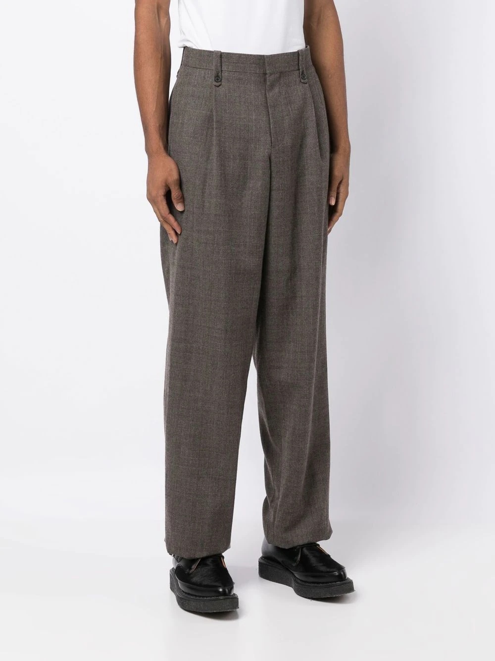 check-pattern straight trousers - 3