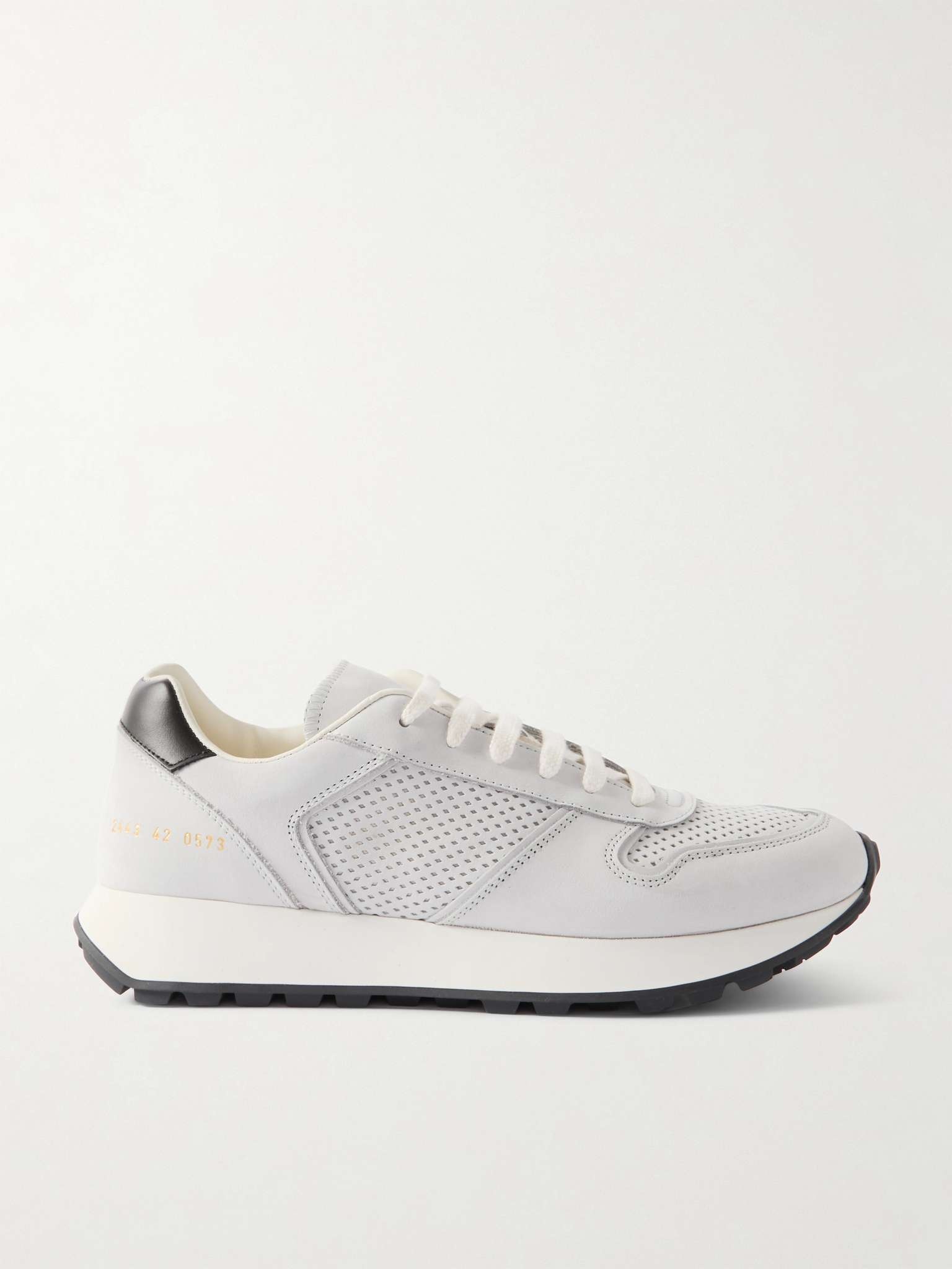 Track Premium Leather-Trimmed Perforated Nubuck Sneakers - 1