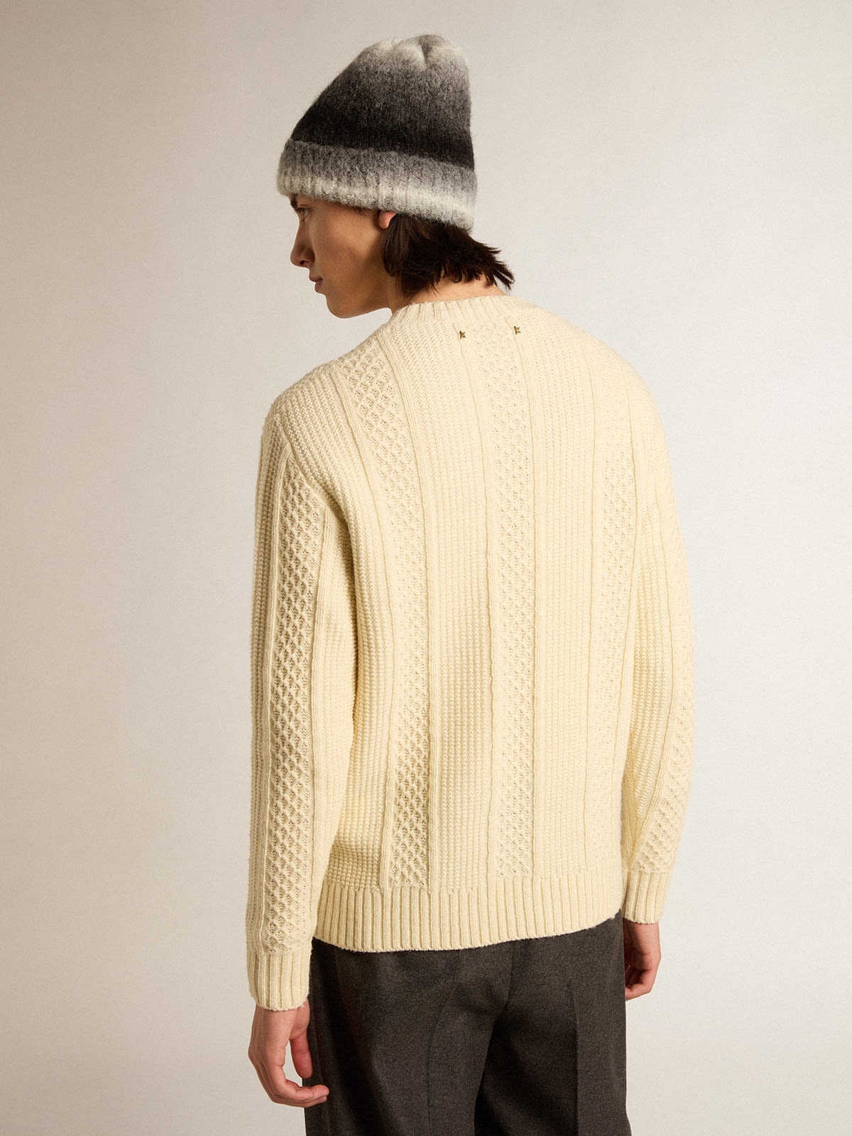 Golden Goose Round-neck sweater in wool with embroidery on