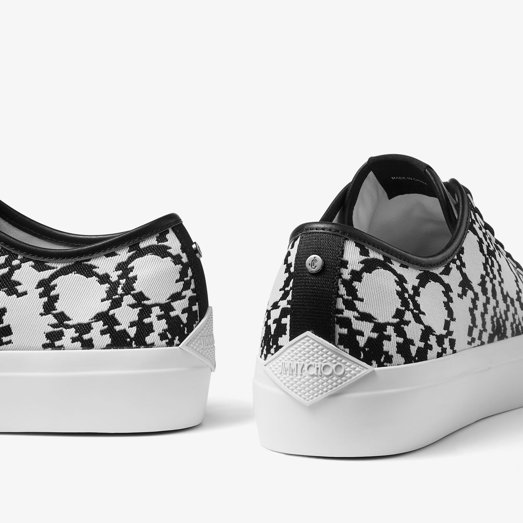 Palma/M
Black and White Distorted Jimmy Choo Jaquard Fabric Low-Top Trainers - 3