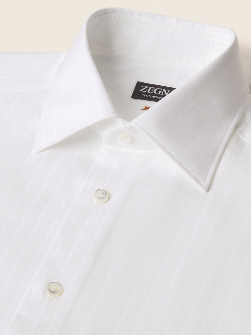 OPTICAL WHITE STRUCTURED STRIPED CENTOVENTIMILA COTTON SHIRT 3