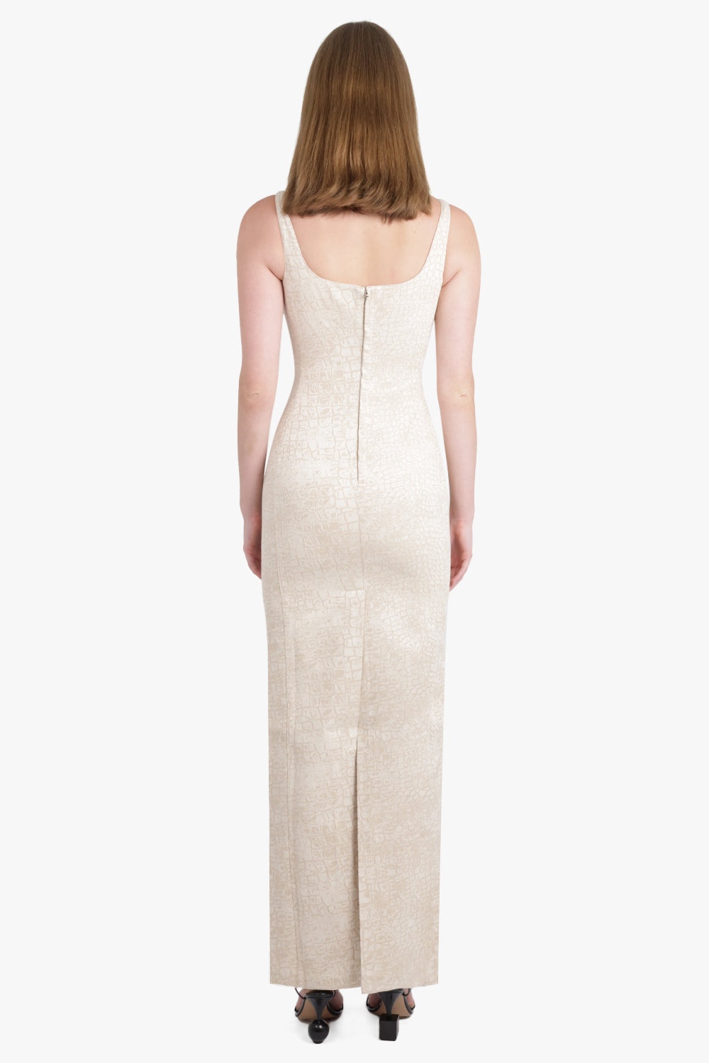 LA ROBE DE-NIMES CROCO PRINT S/LESS MAXI DRESS | BEIGE - 4