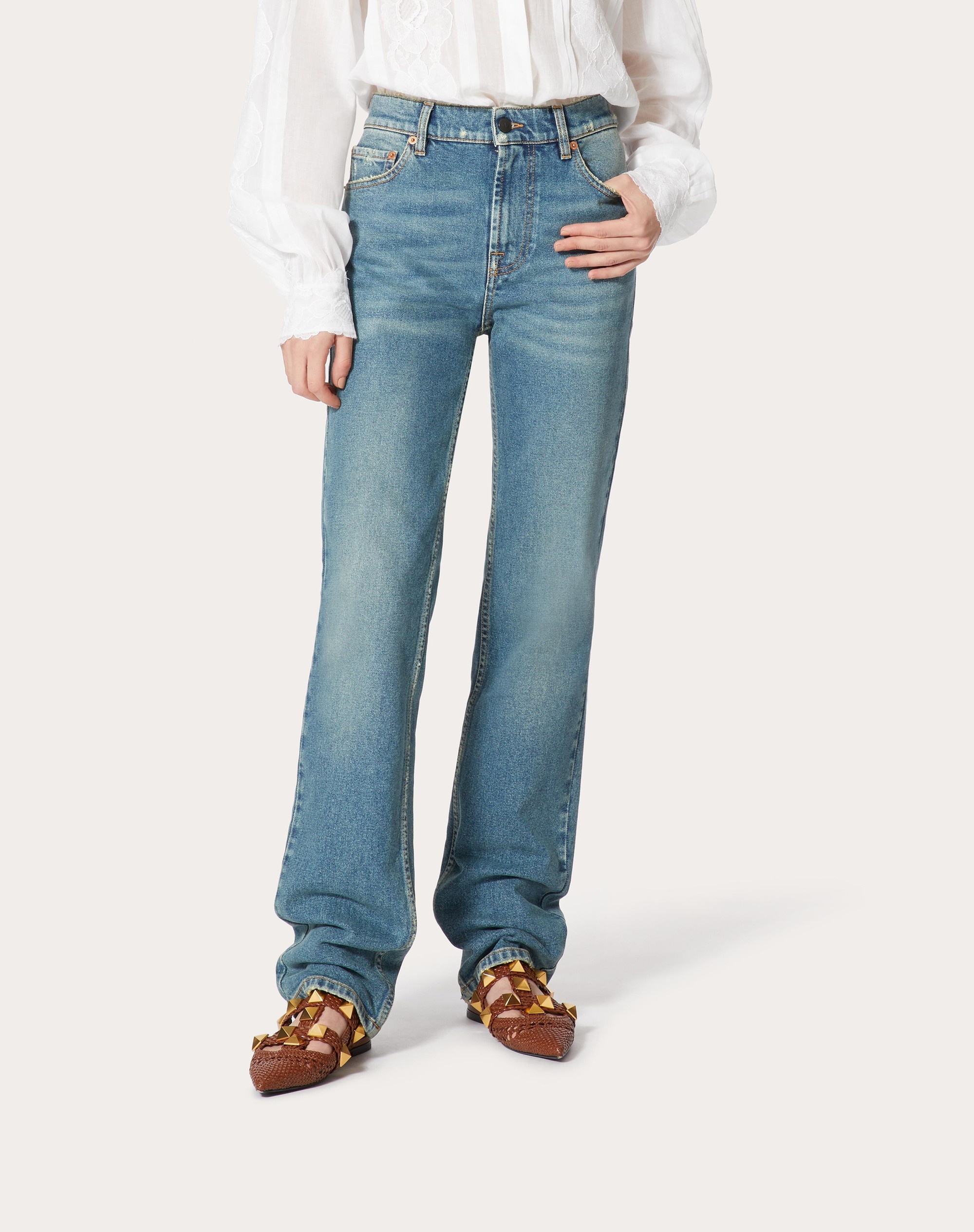 JEANS IN OLIVE WASHED DENIM - 3