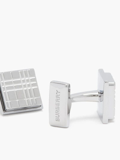 Burberry Check-engraved palladium-plated cufflinks outlook