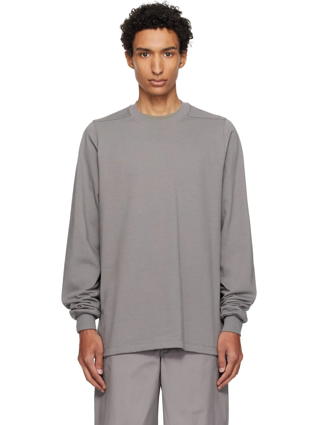 Gray Tower Short Crewneck LS Sweatshirt - 1