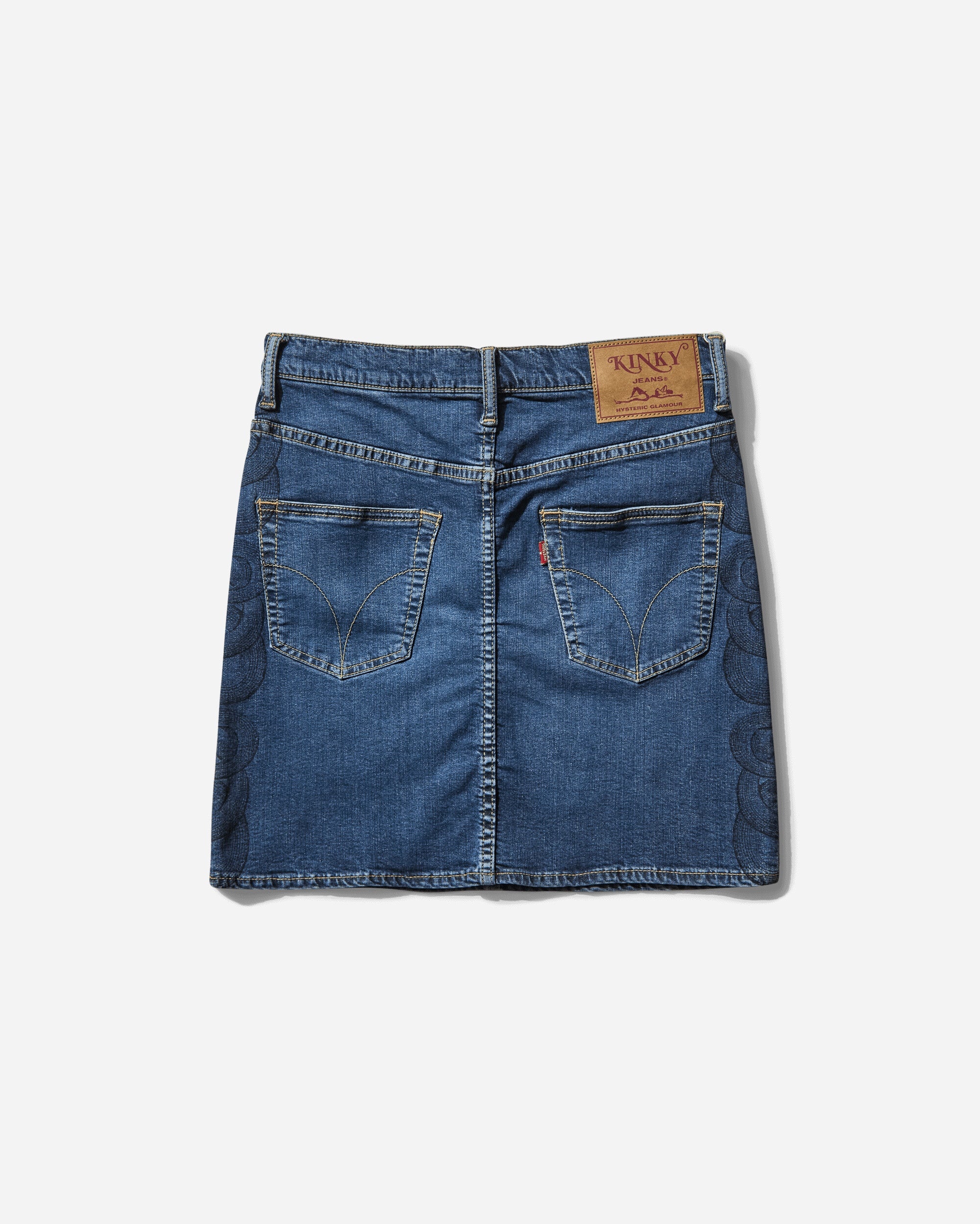 Women's Snake Loop Tight Denim Skirt Light Indigo Blue - 2