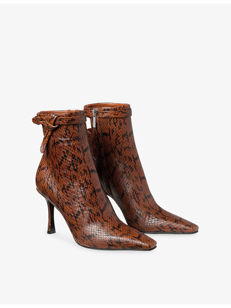 JIMMY CHOO Camie 85 Snake-Print Leather Heeled Ankle Boots outlook