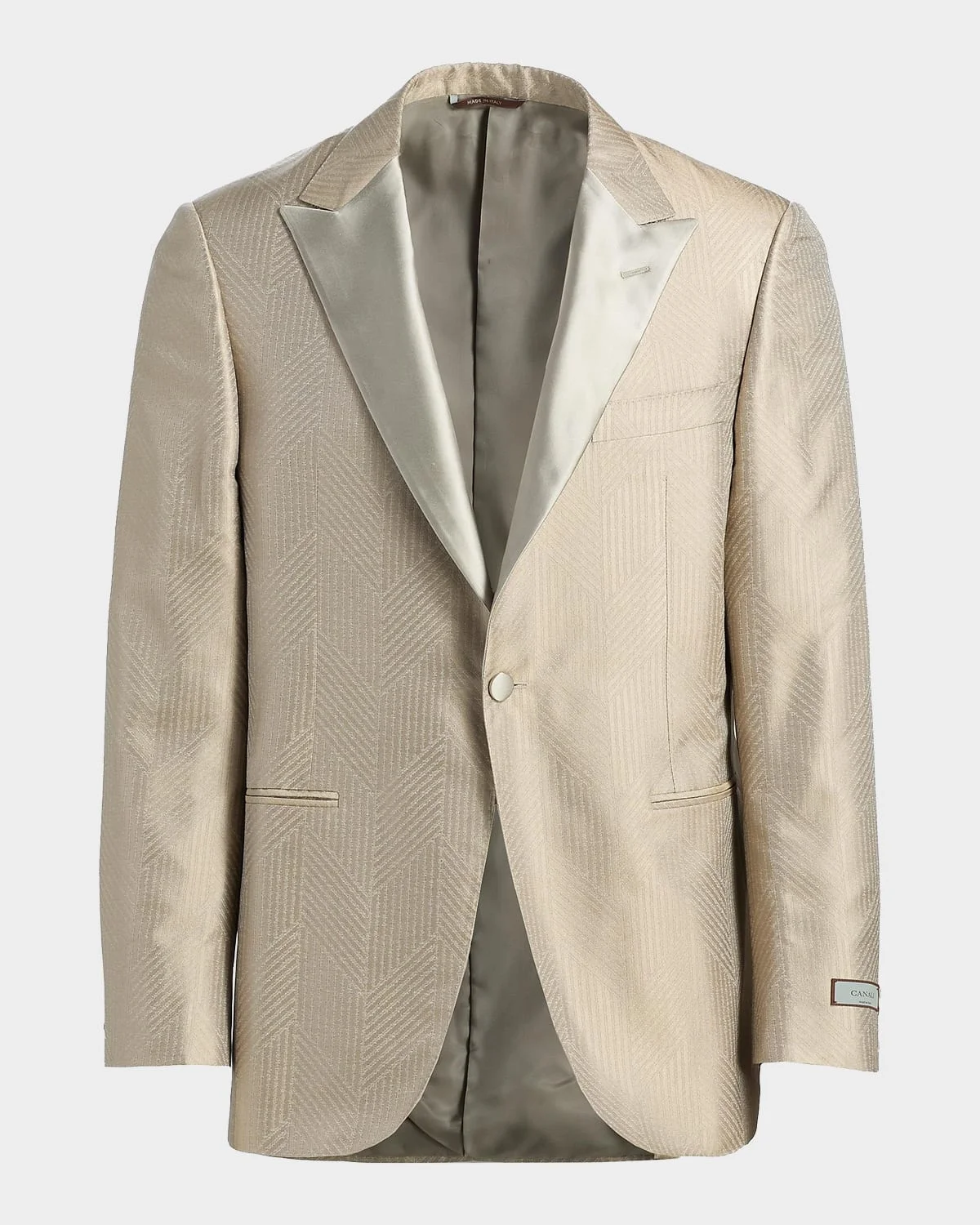 Men's Silk Chevron Satin Peak Lapel Tuxedo Jacket - 1
