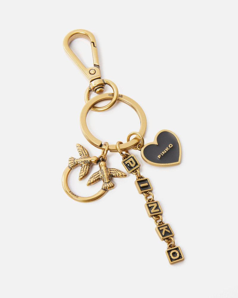 PINKO CHARM KEYRING WITH BIRDS LOGO AND CHARMS outlook