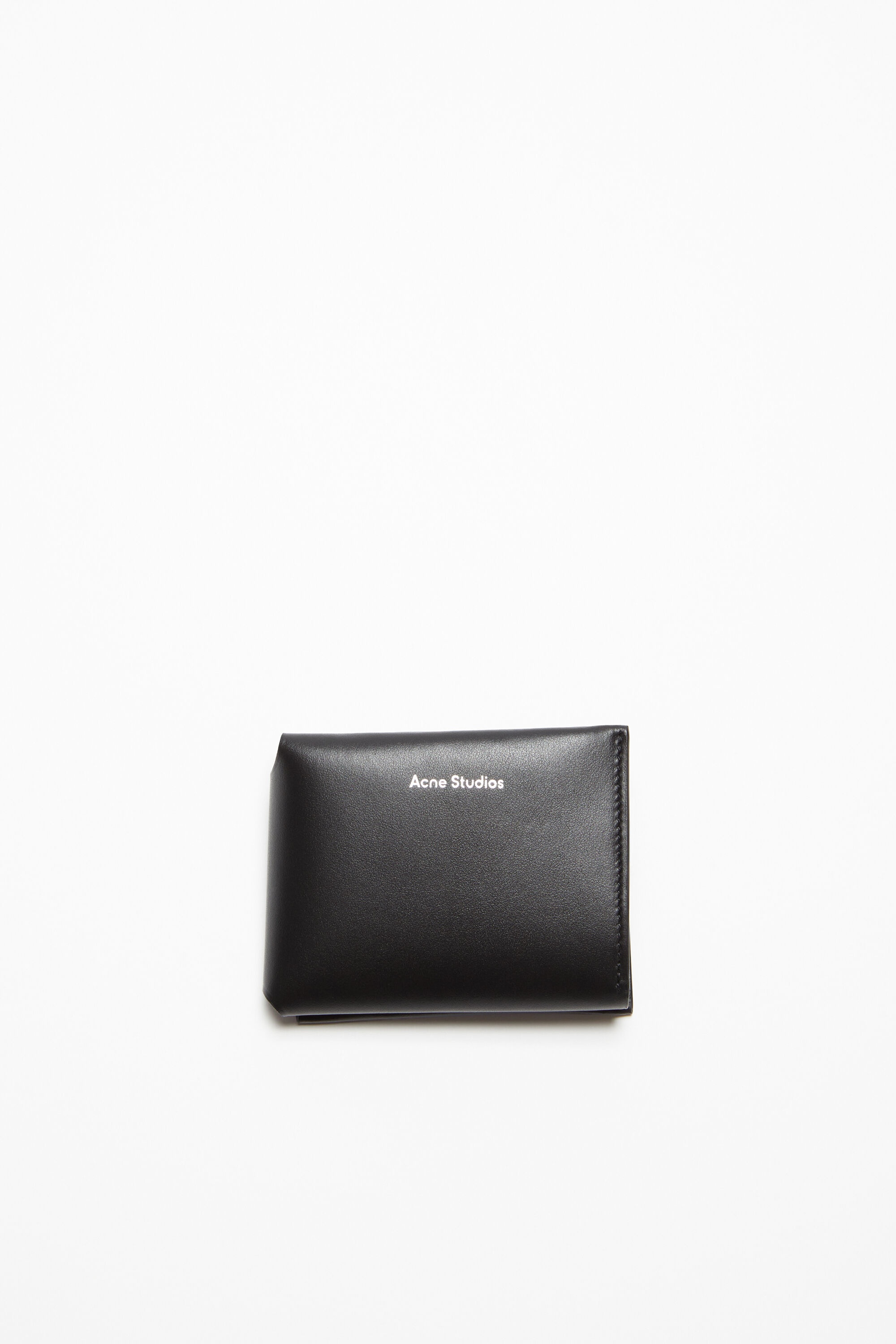 Leather trifold wallet - Black - 1