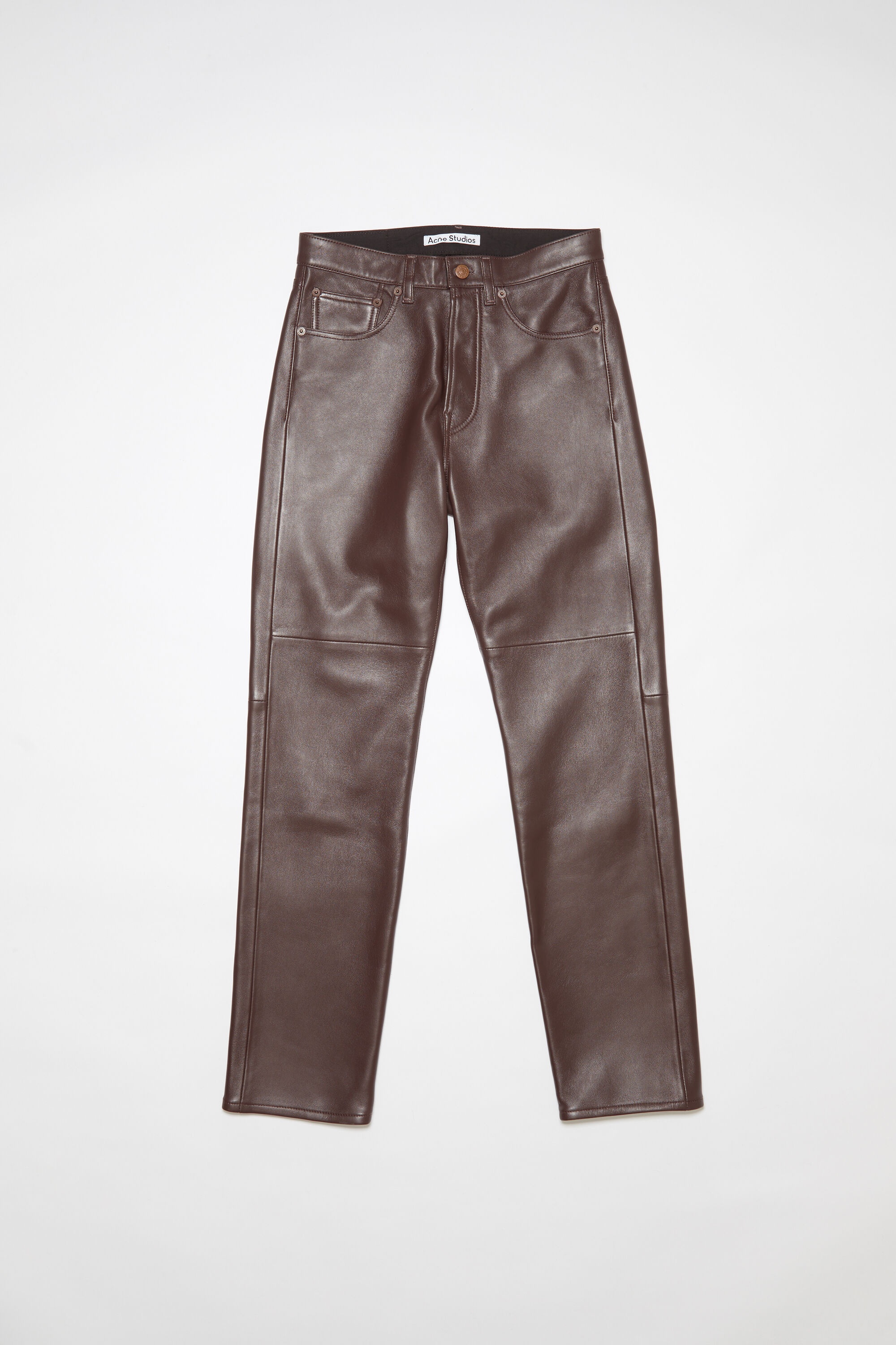 Regular fit leather trousers - Brown - 1