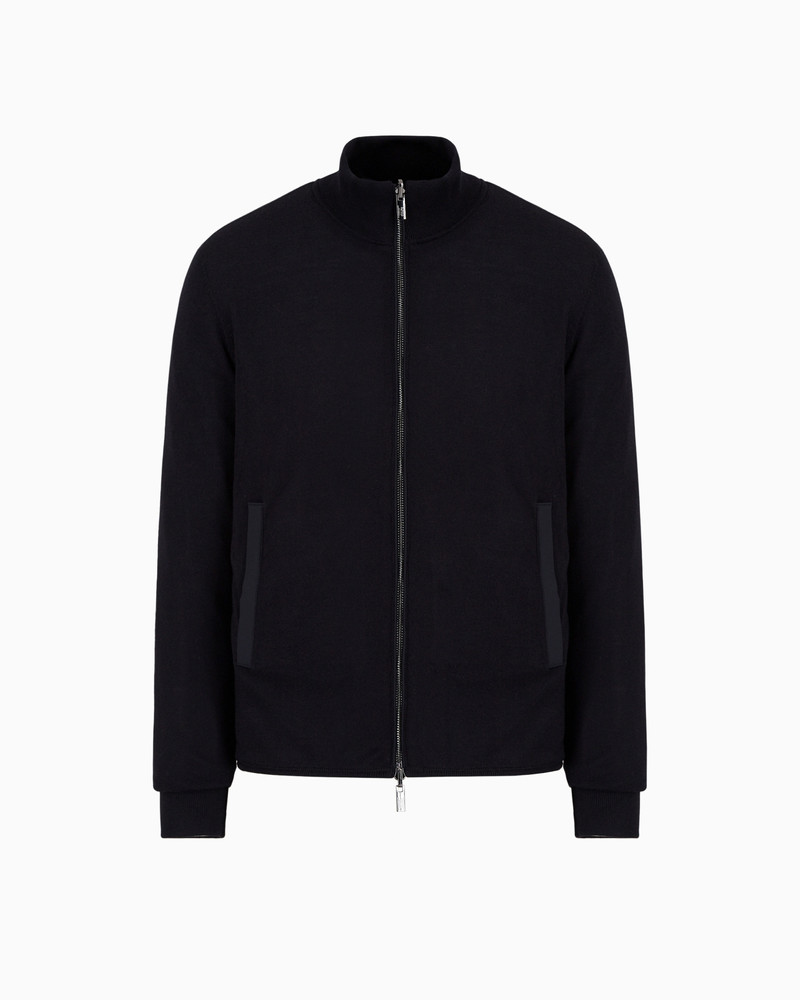 EMPORIO ARMANI Quilted nylon and knit reversible blouson with logo patch outlook