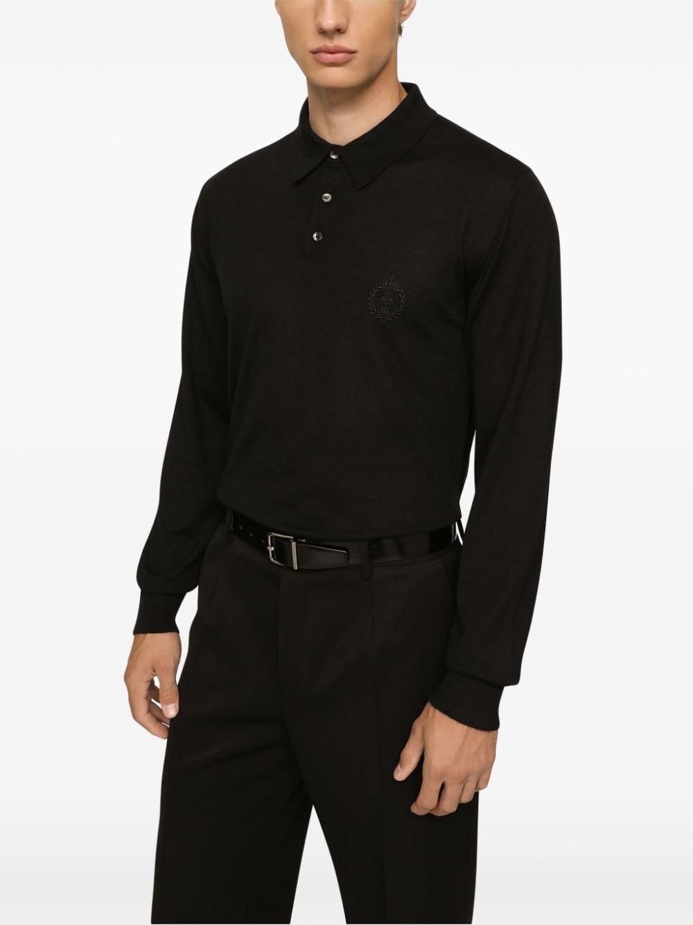 logo-embroidered cashmere polo shirt - 5