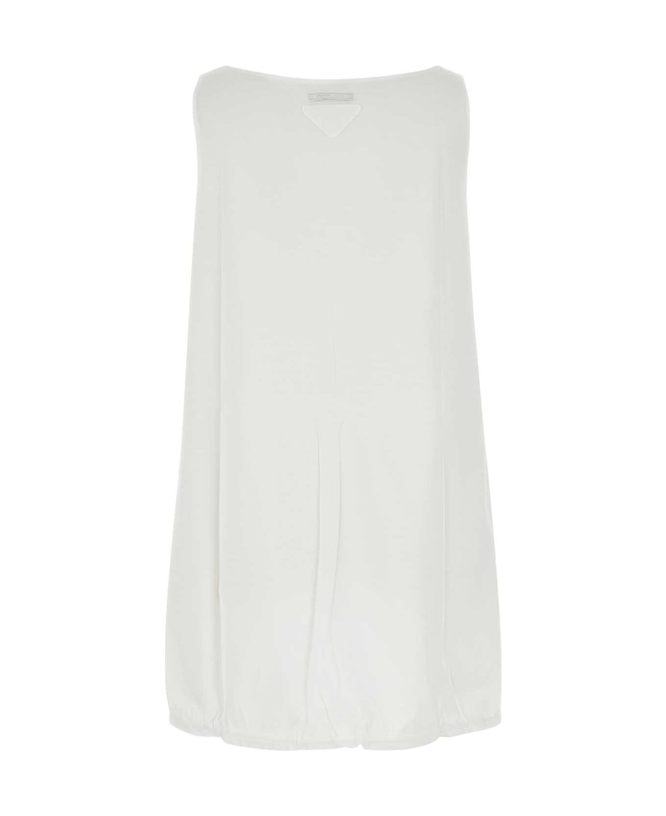 White Cotton Reversibile Mini Dress - 2