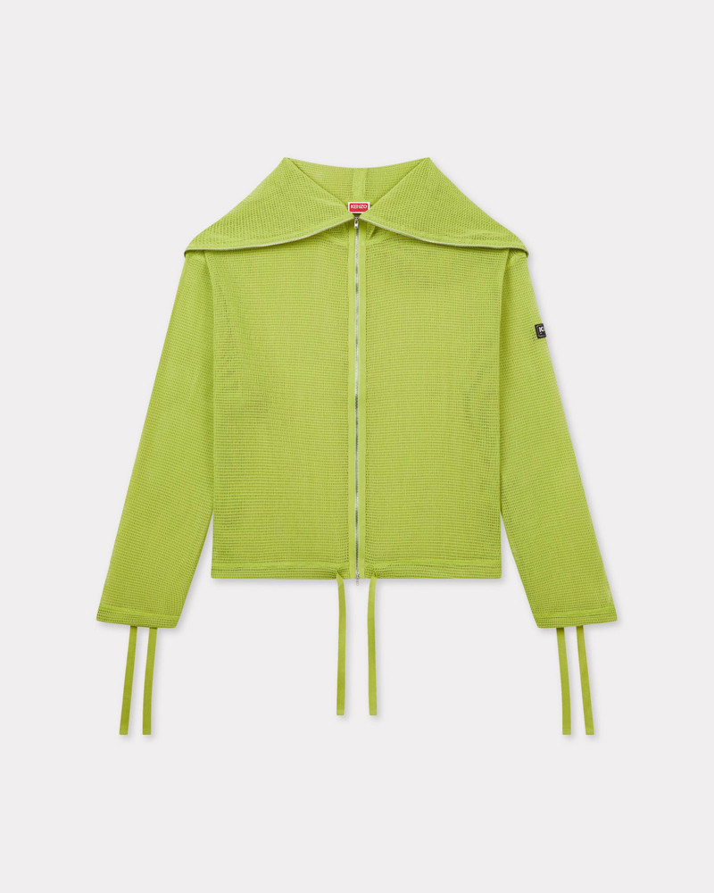 Zip-up hooded sweatshirt in mesh 1
