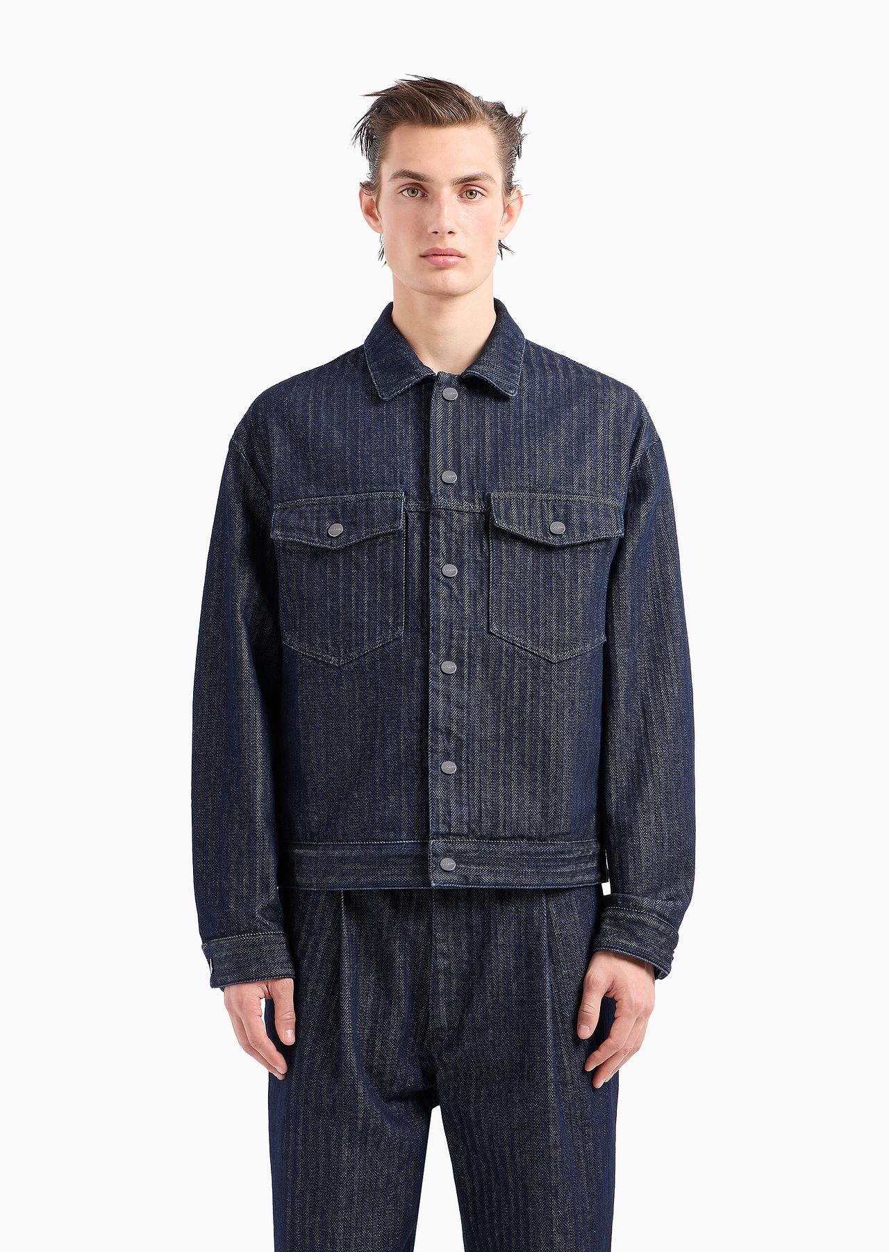 Denim Collection chevron cotton denim blouson - 2