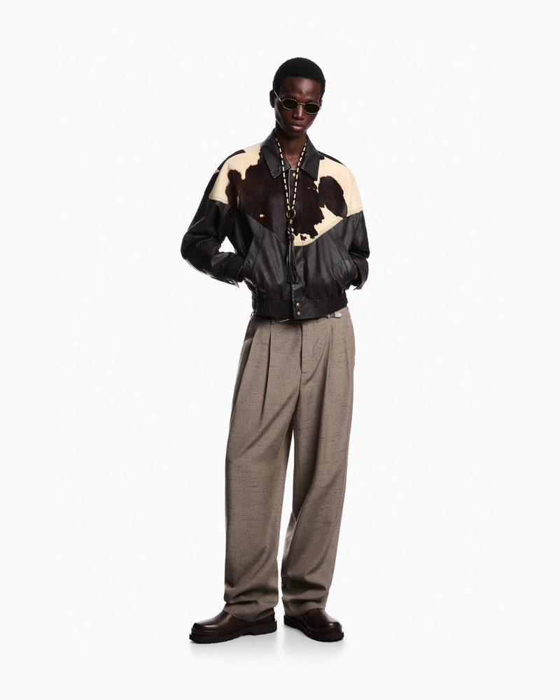 BLOUSON JACKET IN WASHED, VEGETABLE-TANNED NAPPA LEATHER WITH A PONYSKIN-EFFECT INSERT 2