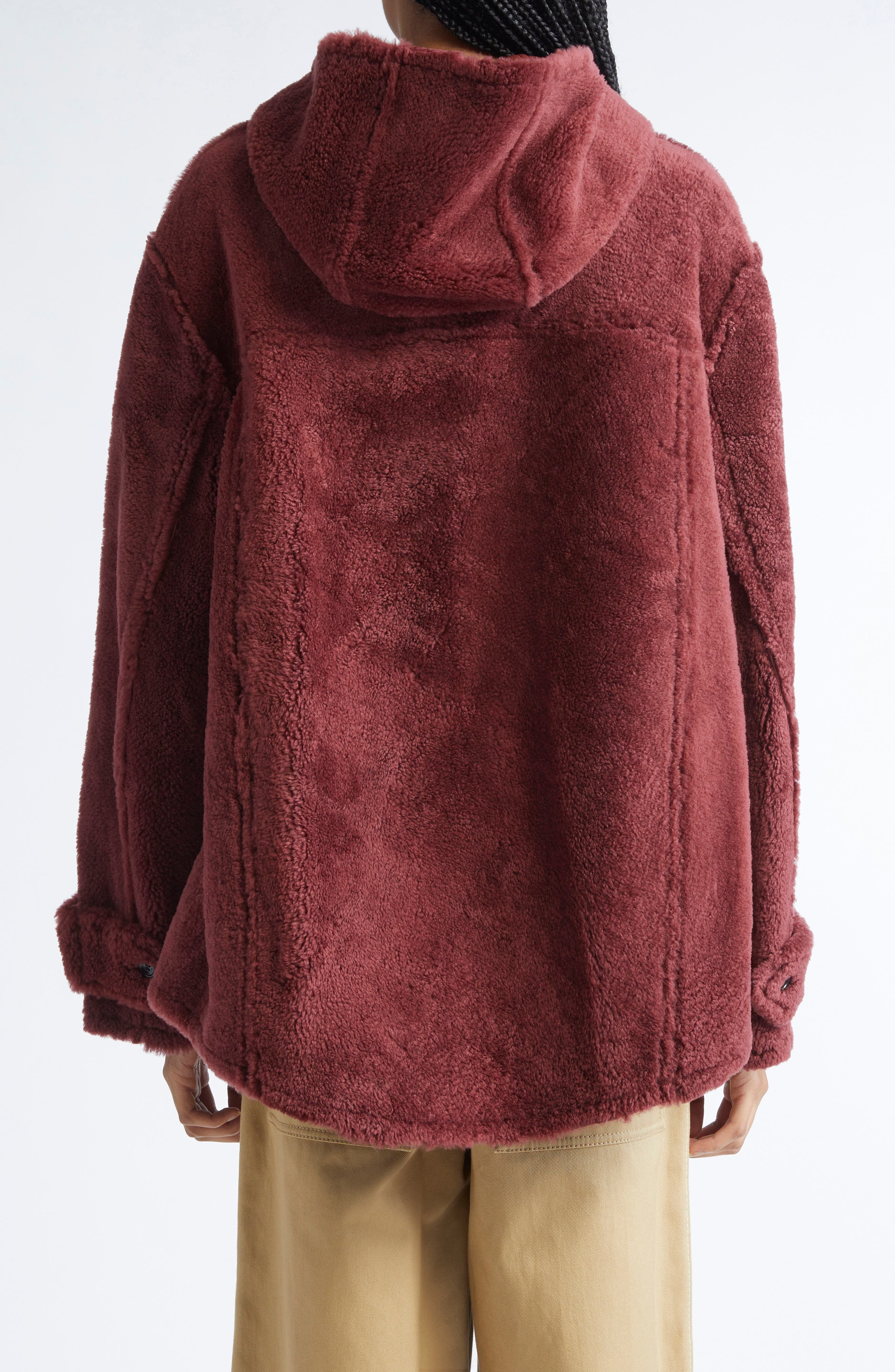 Marni Genuine Shearling Hooded Jacket in Rom88 Peat at Nordstrom - 3