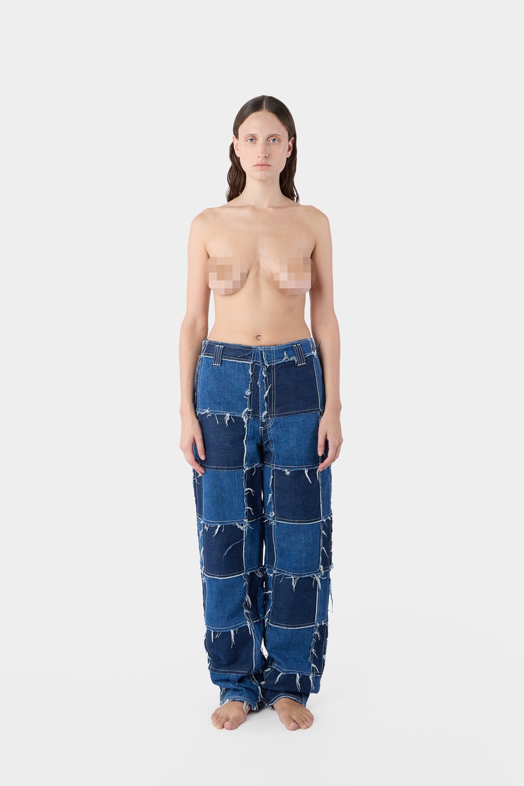 PATCHWORK STRAIGHT PANTS / denim - 4