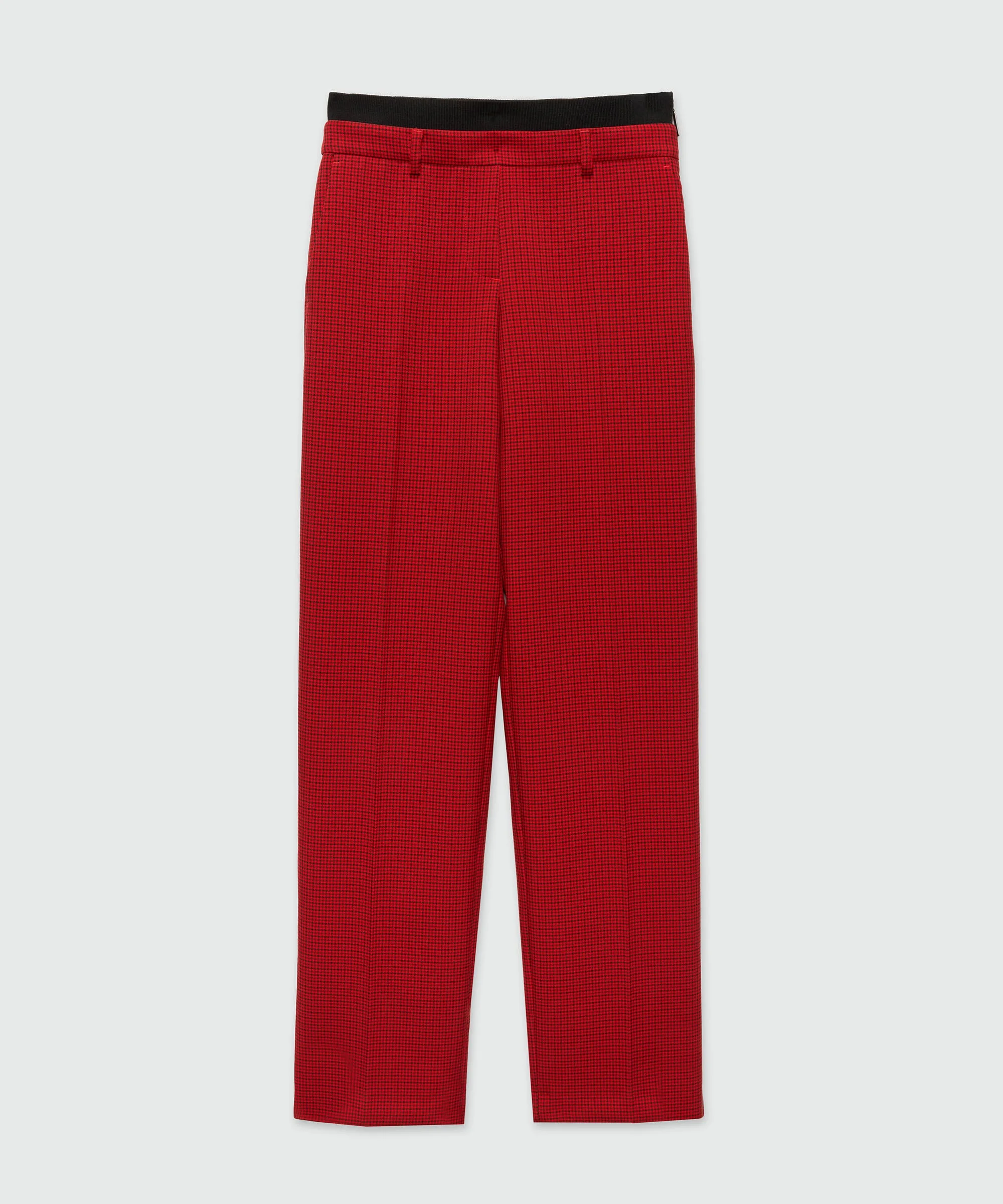 Red trousers with check pattern - 1