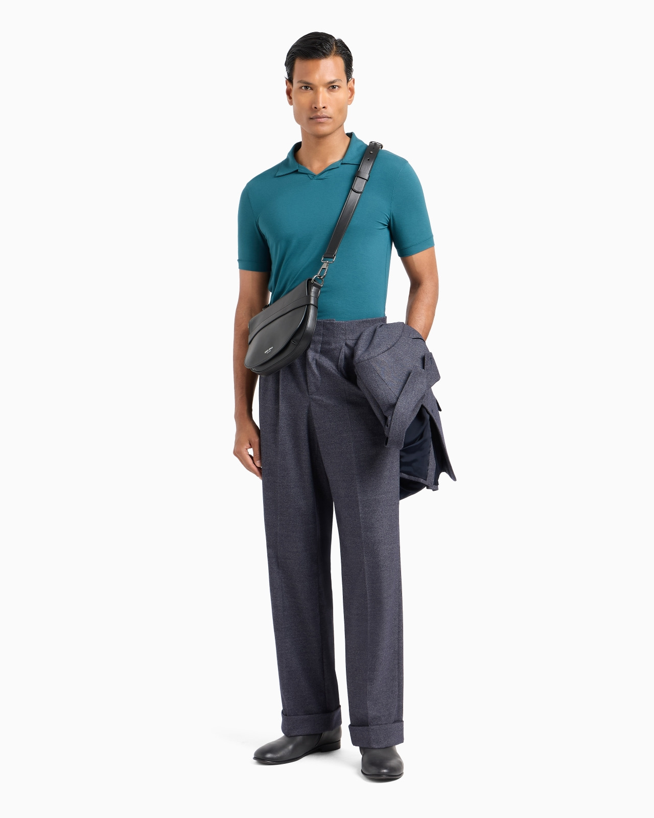 Stretch viscose jersey short-sleeved polo shirt - 4