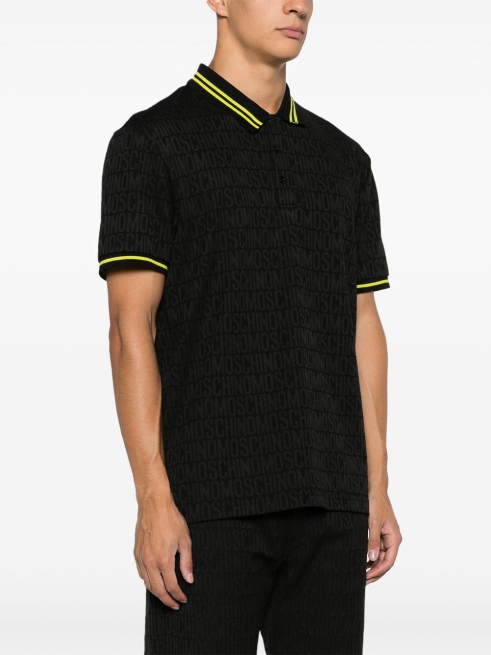 jacquard logo motif striped polo shirt - 3