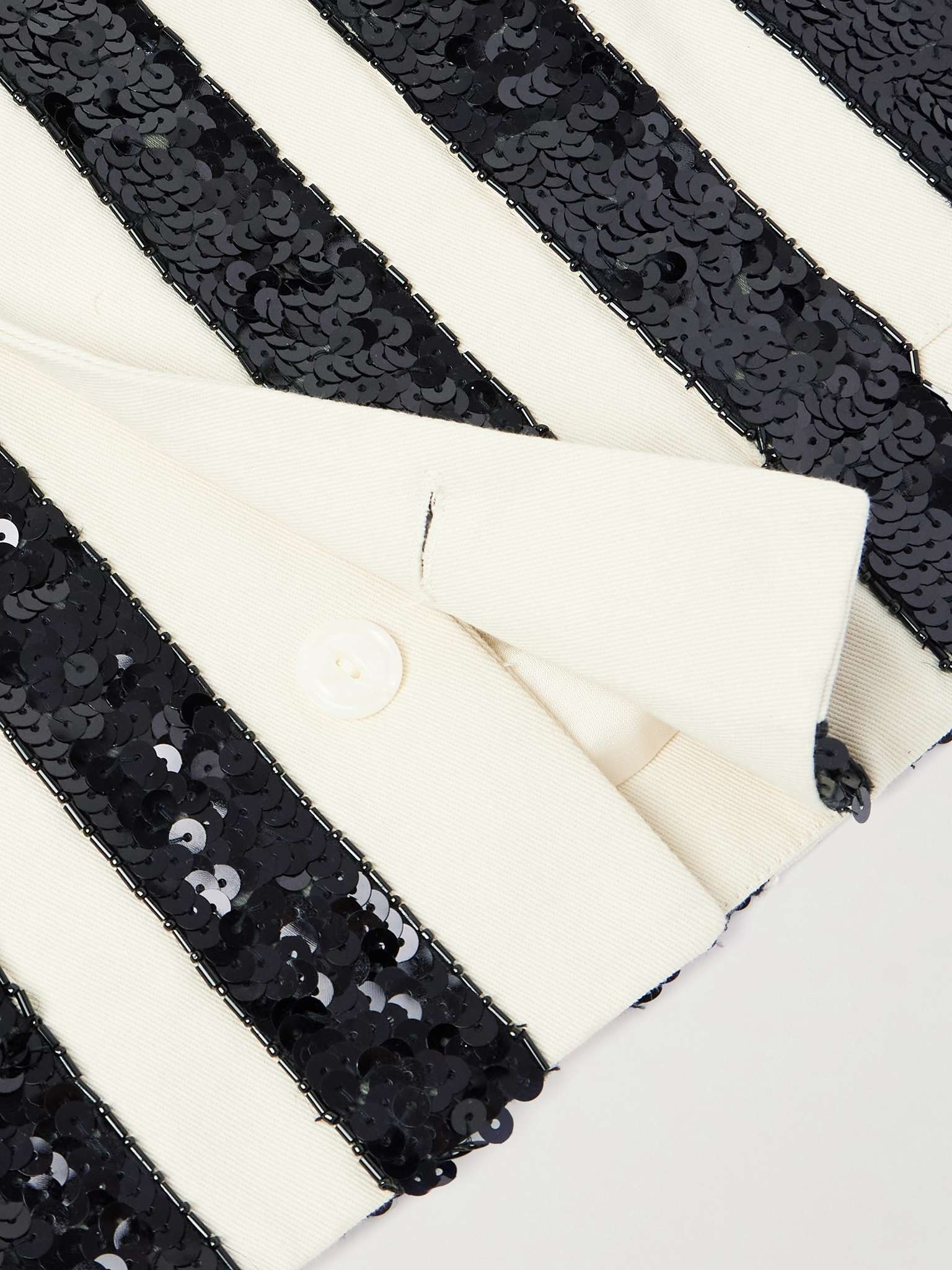 Cropped Sequinned Striped Woven Jacket - 6