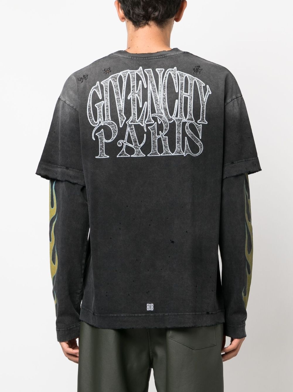 logo-print double-layer T-shirt - 4