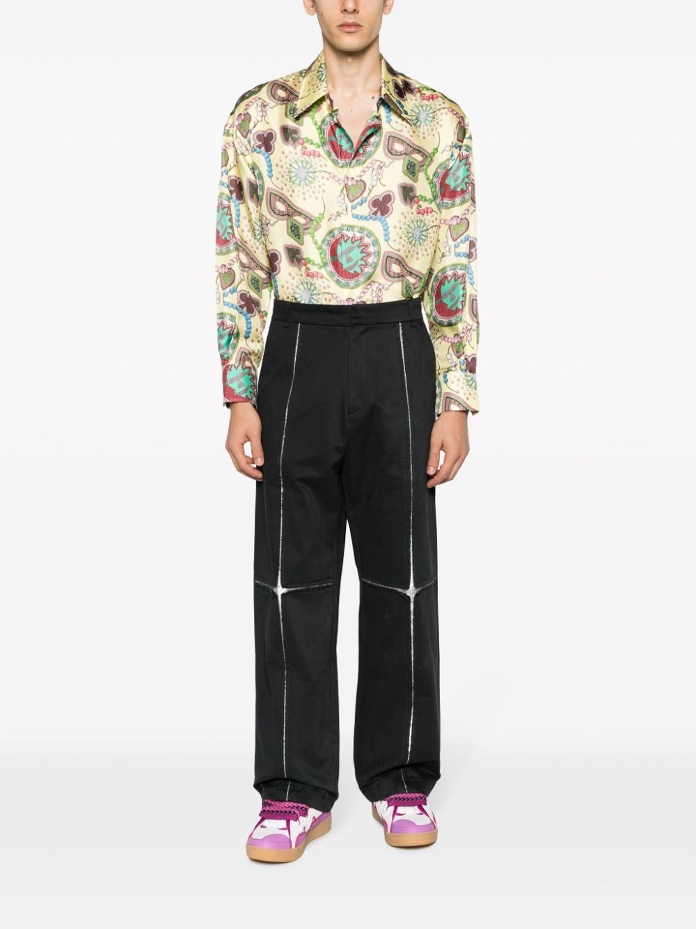 graphic-print silk shirt - 2