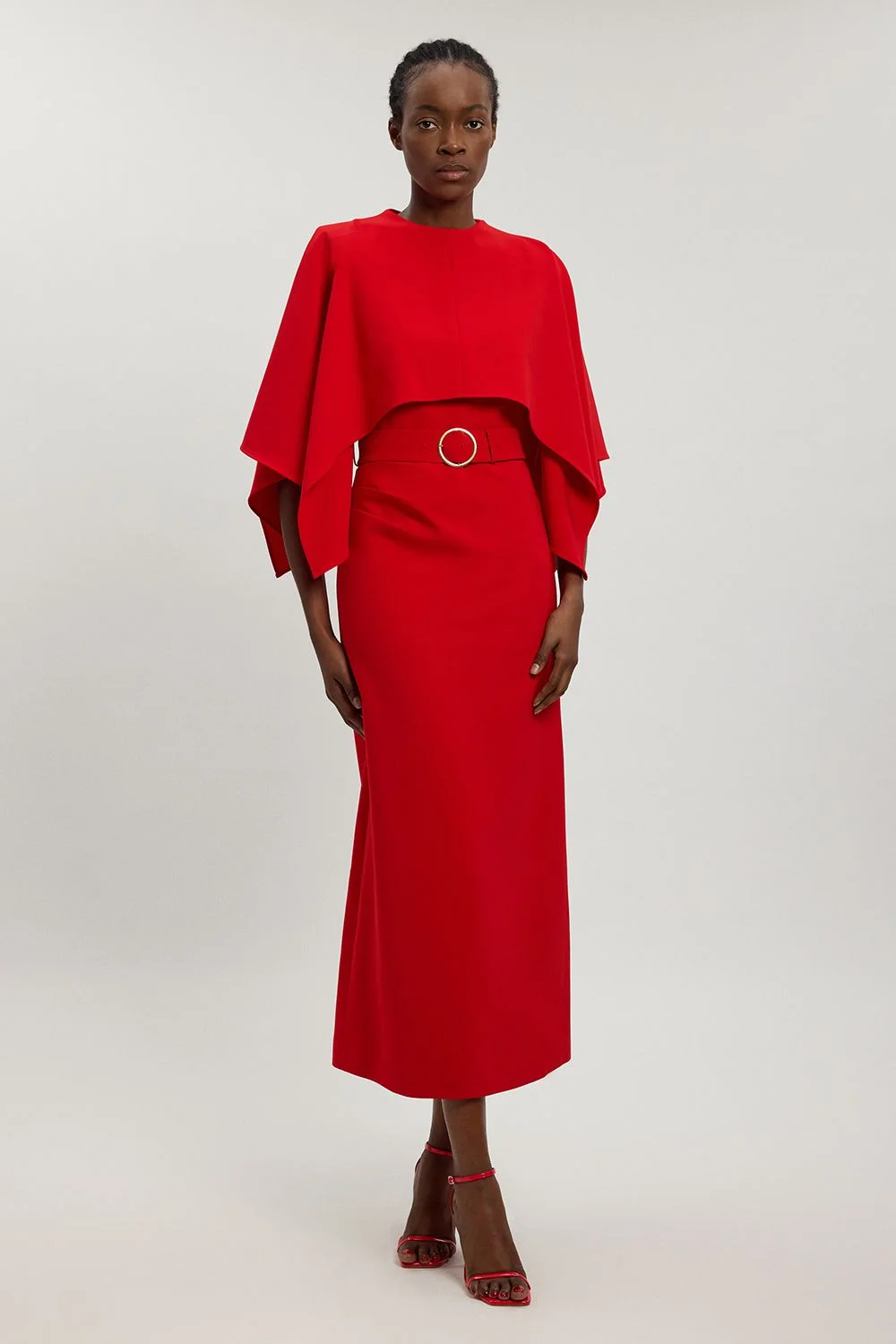 Compact Viscose Asymmetric Cape Maxi Dress - 1