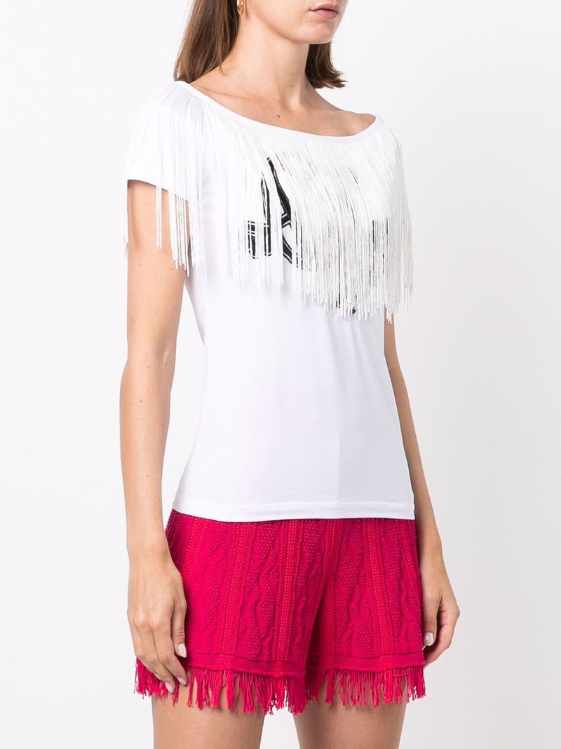 embroidered-logo fringed T-shirt 3