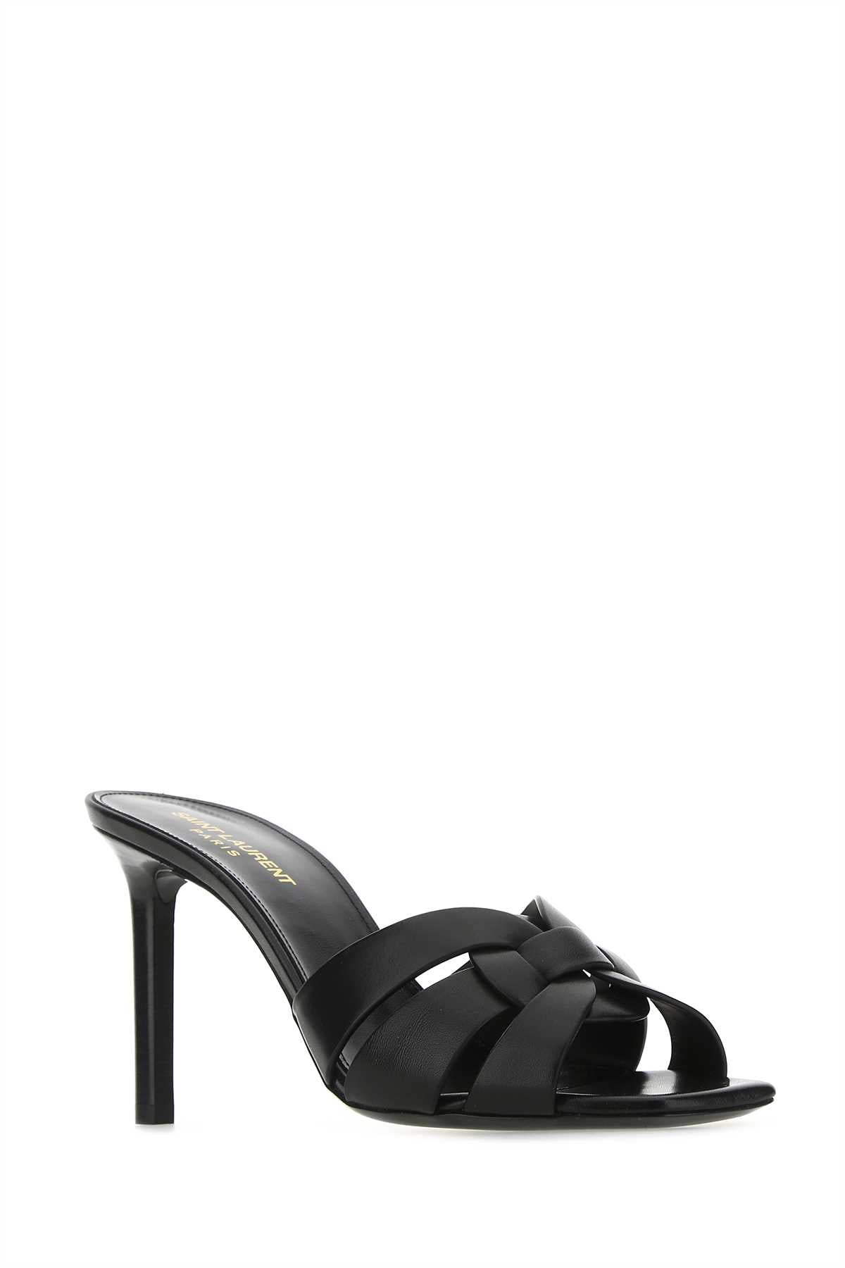 Saint Laurent Women Black Leather Tribute 85 Mules - 2