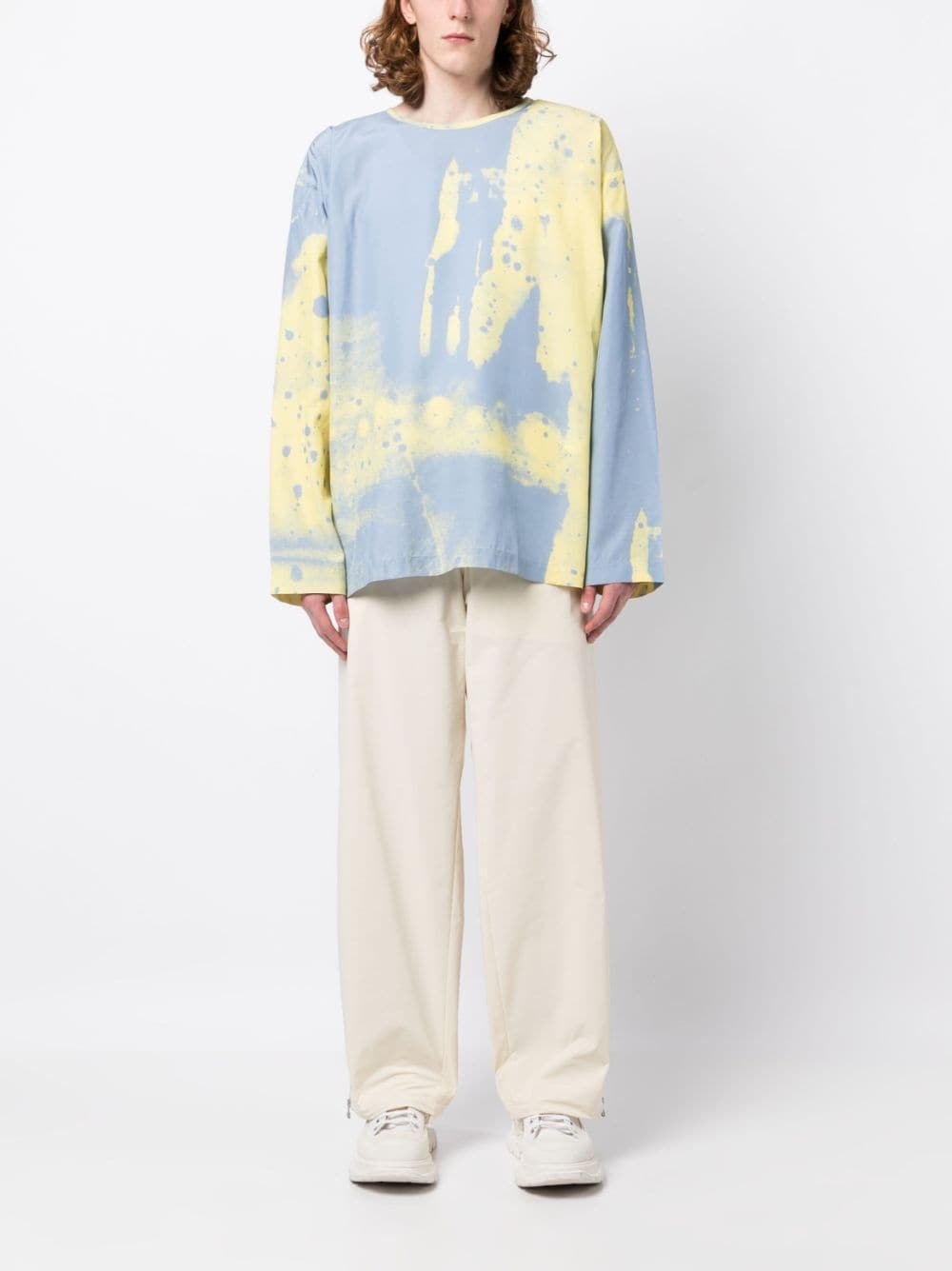 waistband-detail wide-sleeve top - 2