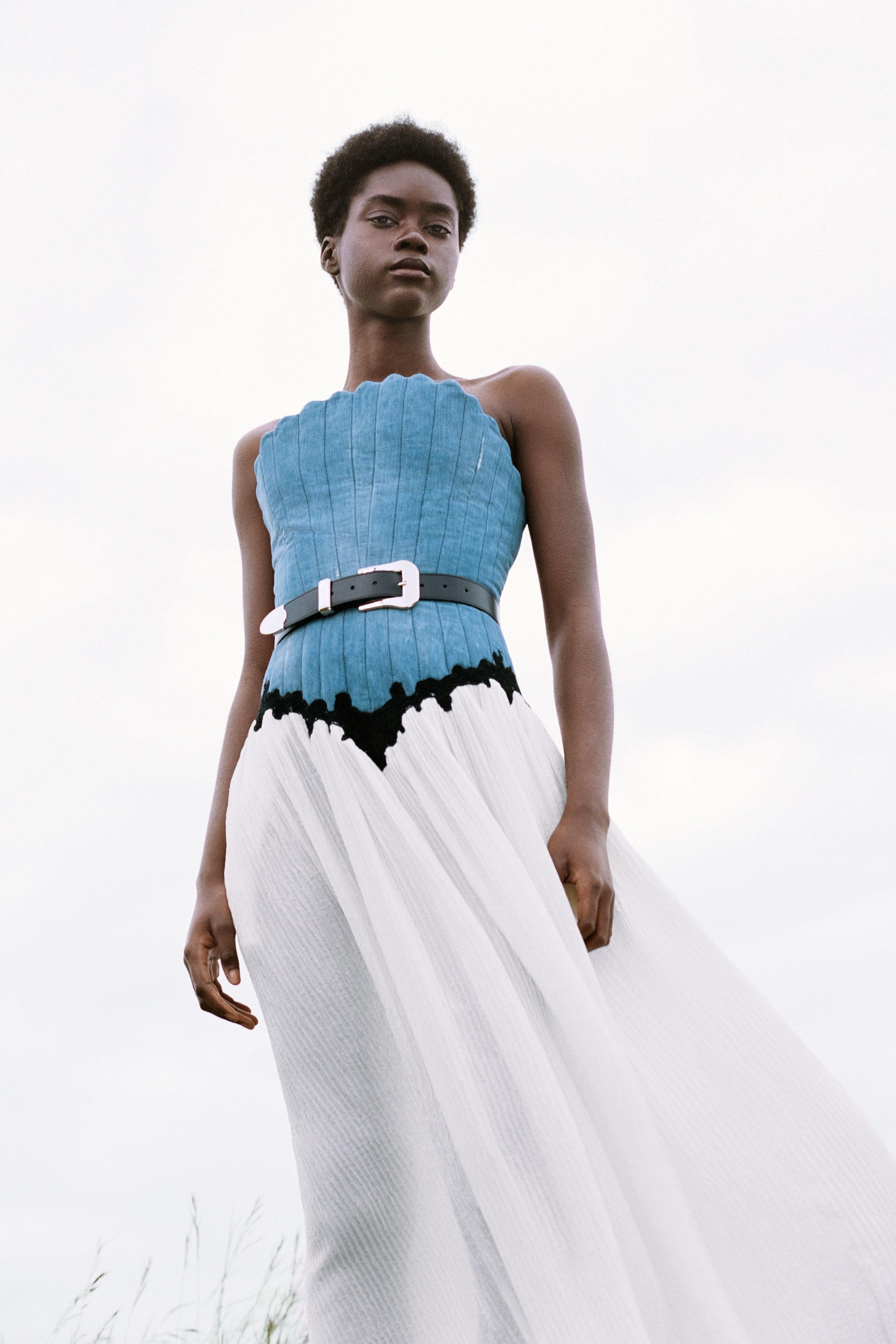 Glenn Lace Maxi Dress in Light Blue Recycled Cotton Linen - 2