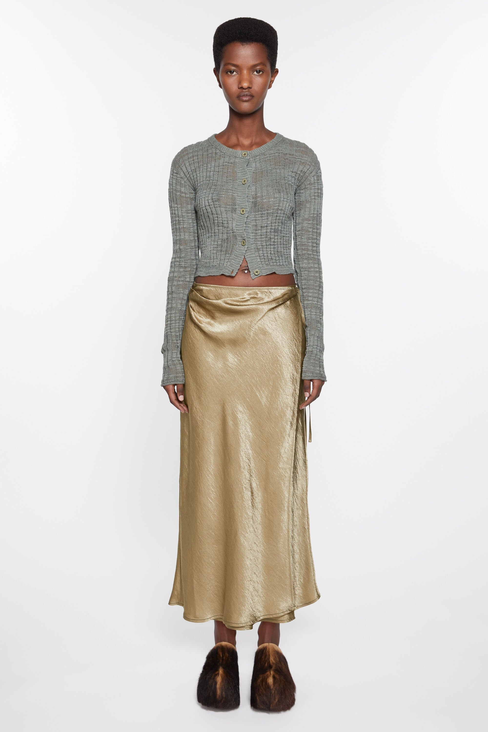 Satin wrap skirt - Old green - 2