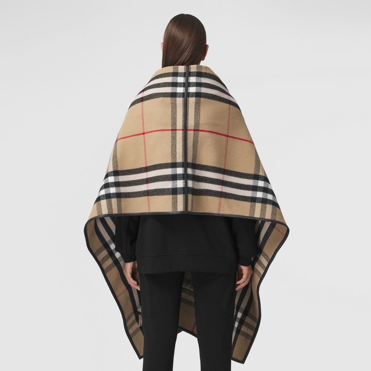 Check Wool Cashmere Cape - 4