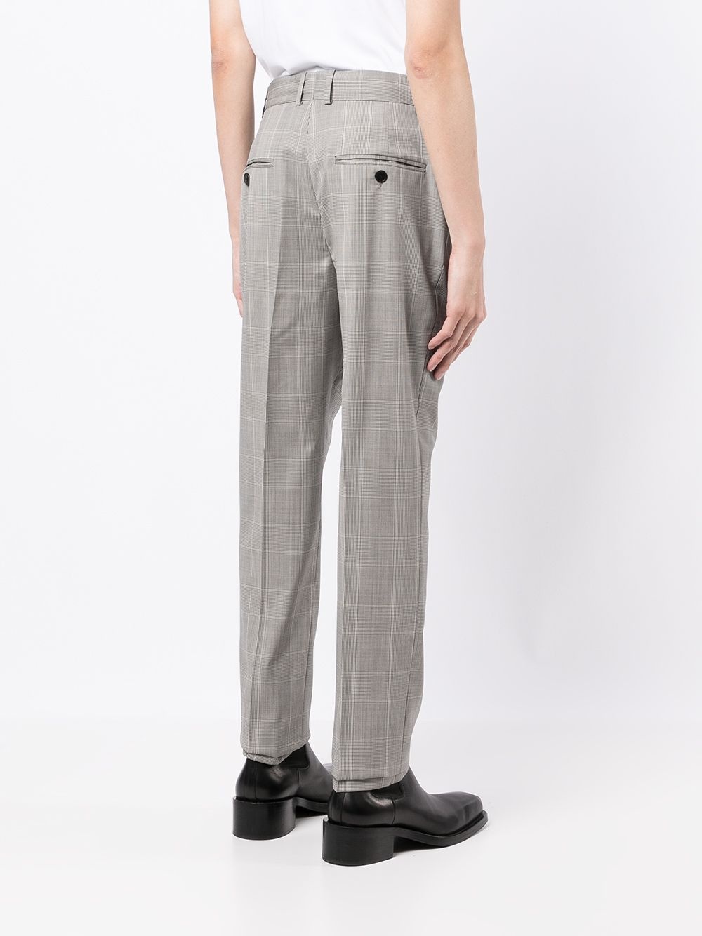 check-print cotton tailored trousers - 4