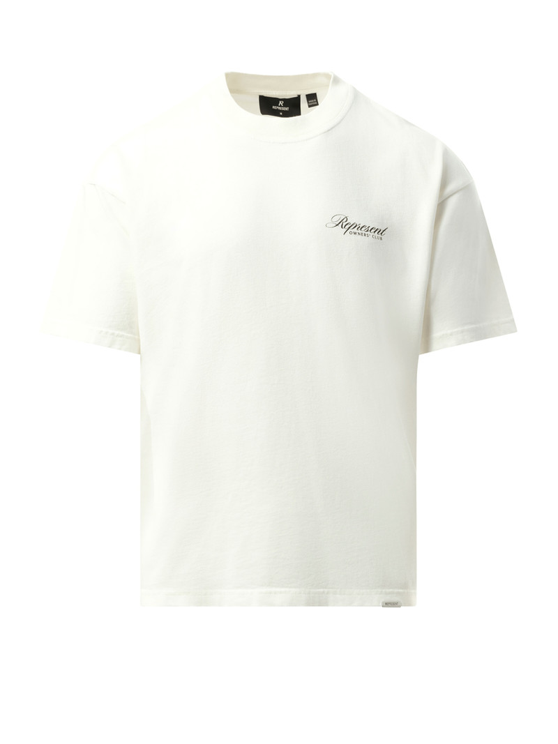 REPRESENT Represent Owners Club Script T-Shirt in Flat White outlook